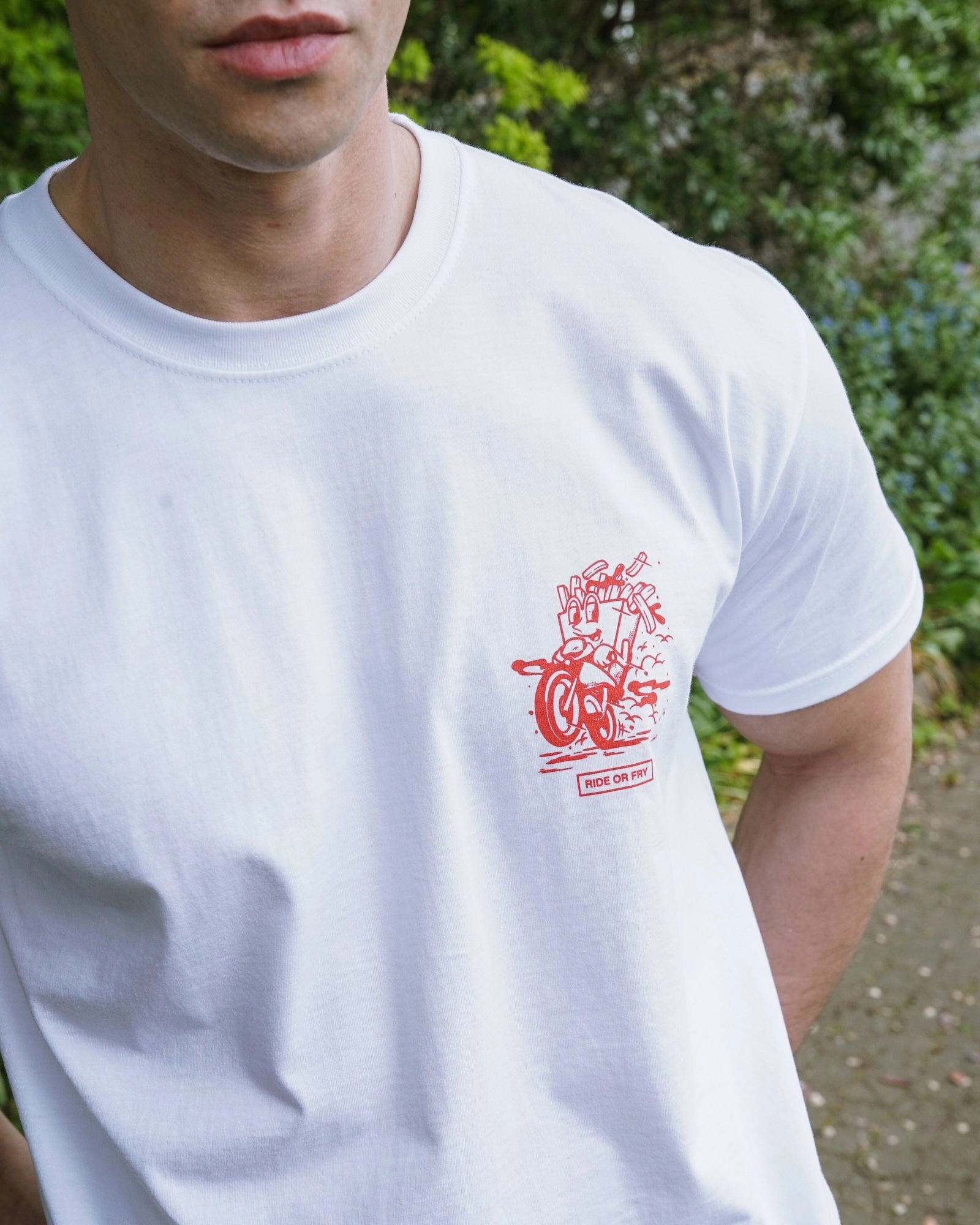 Pomme Frite 'Ride Or Fry' Tee - White Comfort Fit