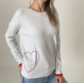Luxury Knit Pookie Heart Sweater In Light Blue