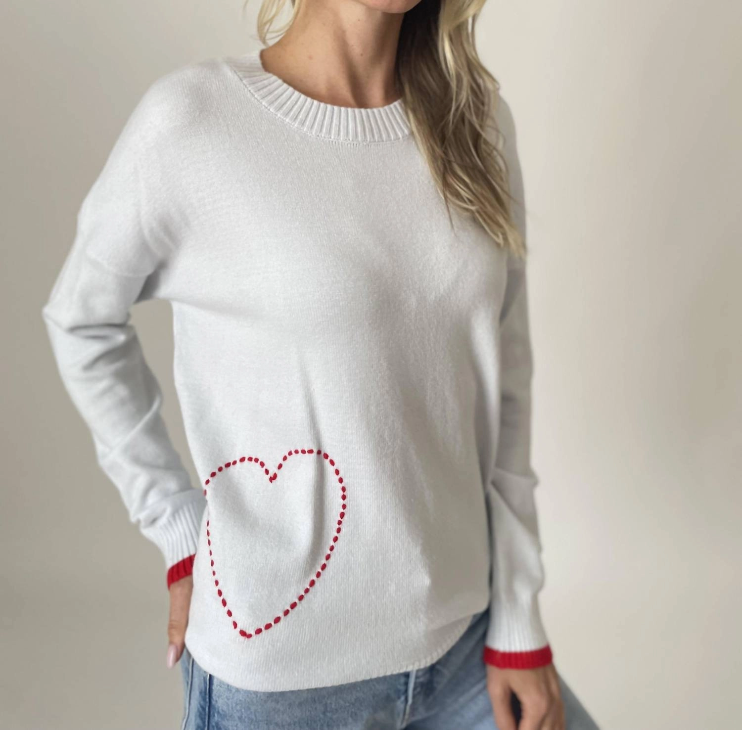 Luxury Knit Pookie Heart Sweater In Light Blue