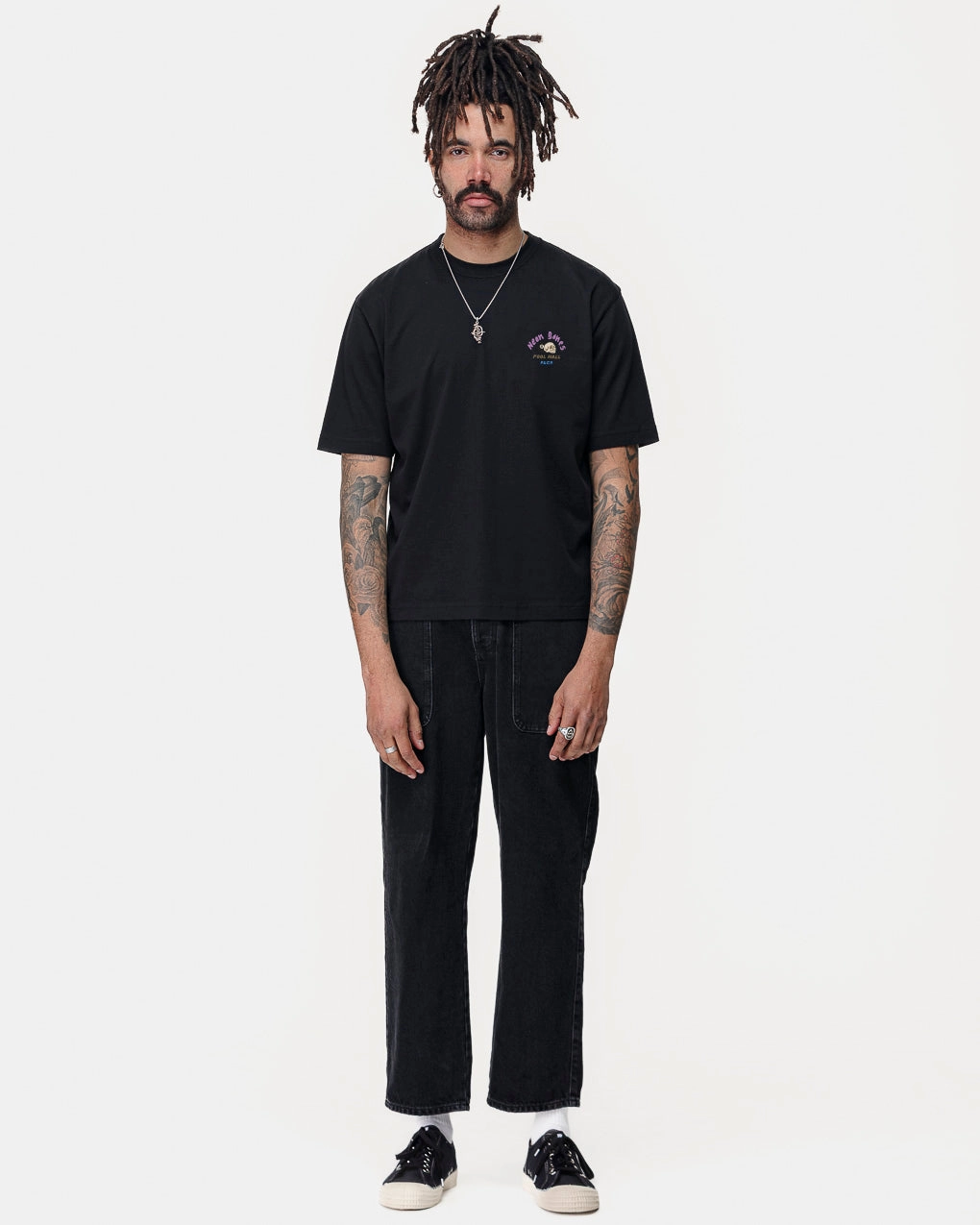 Stone Wash Process Comfy Top Pool Hall T-Shirt - Washed Black