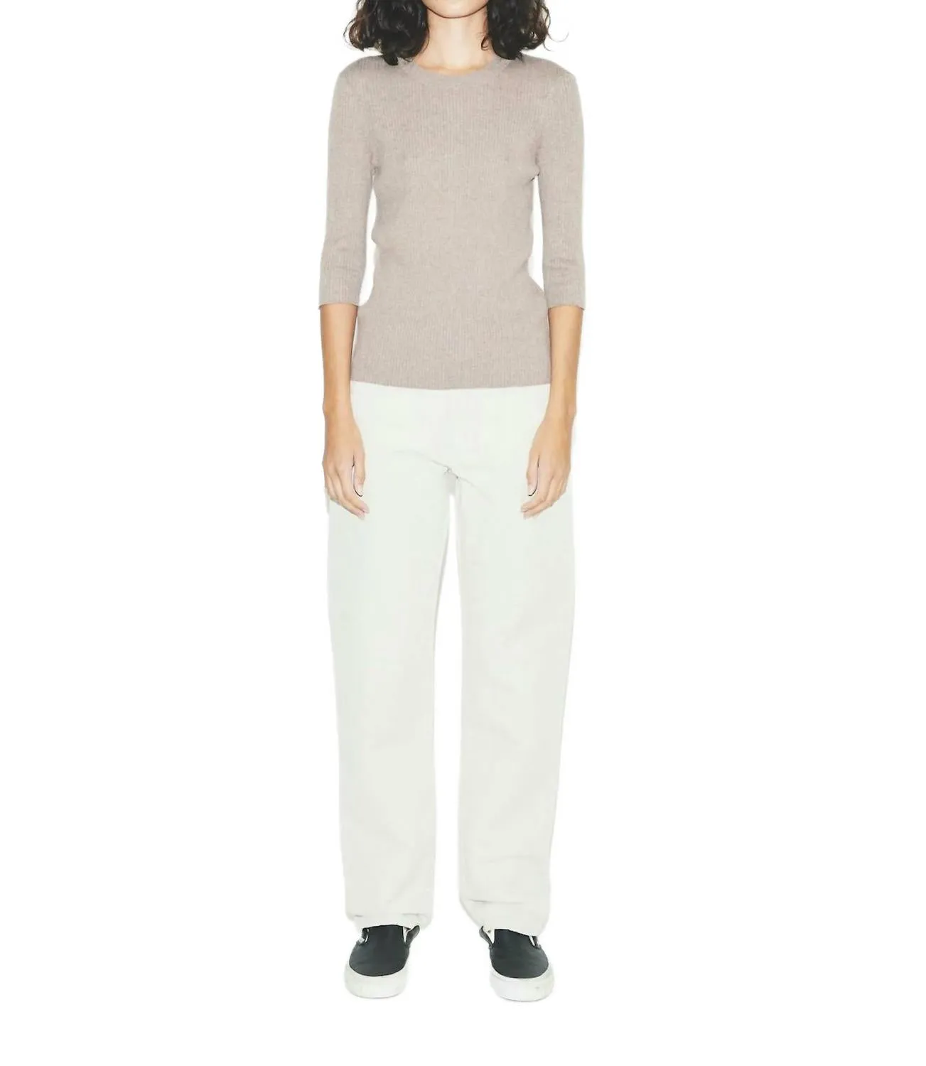 Poor Boy Rib Top In Heather Taupe Comfy Material