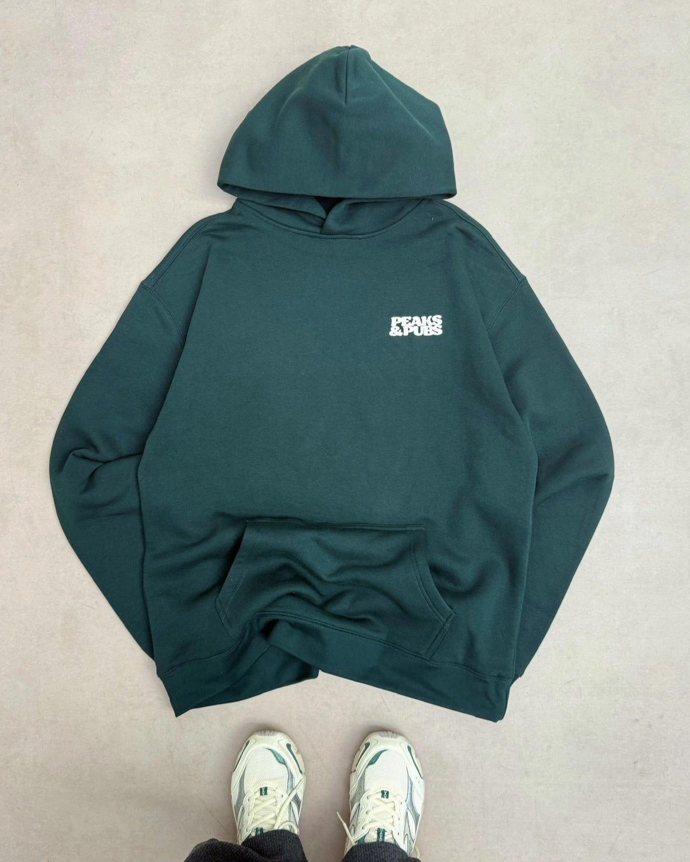 Peaks & Pubs 'Earn Your Pints' Hoodie - Pine Green Eco Conscious Dyes Turtle like