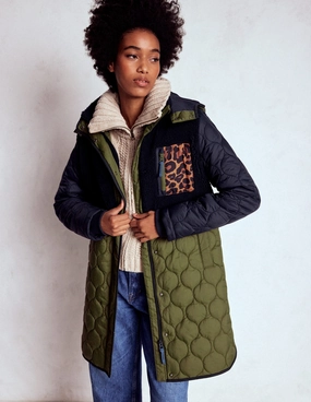 Borg Mix Coat-Navy & Khaki Mix Thermal Insulated Jacket