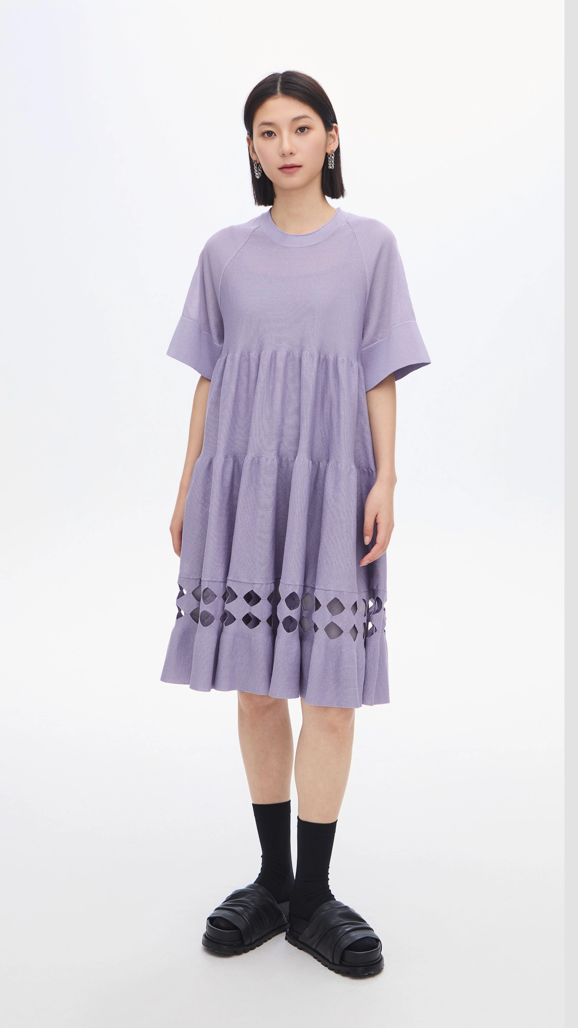 Soft Balance Simple Flow Pottery Knit Dolly Dress