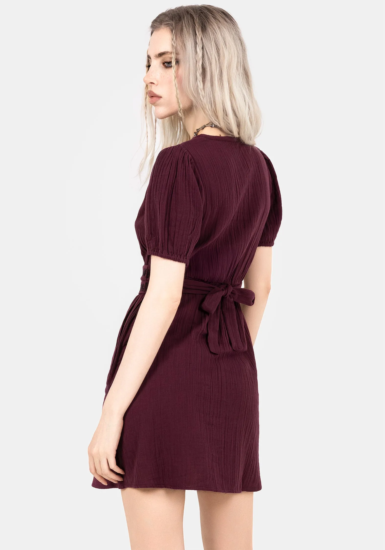 Light Motion Poultice Embroidered Cotton Mini Dress