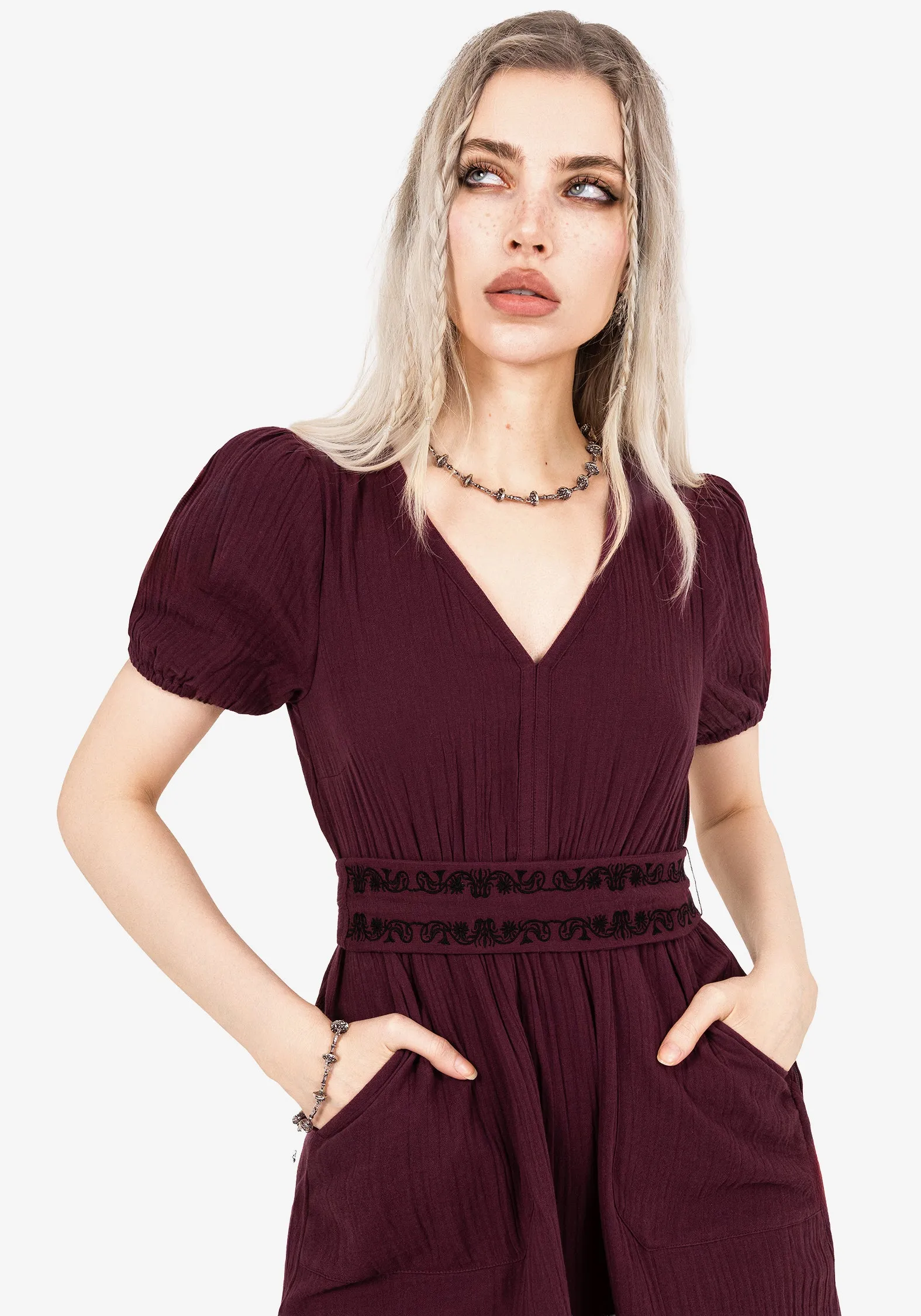 Poultice Embroidered Cotton Mini Dress Chic Spirit