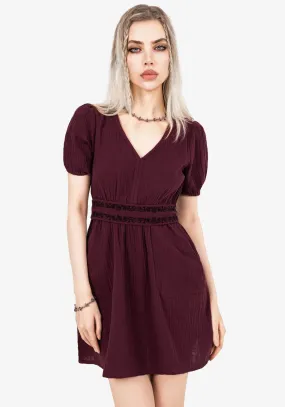Soft Comfort Light Movement Poultice Embroidered Cotton Mini Dress