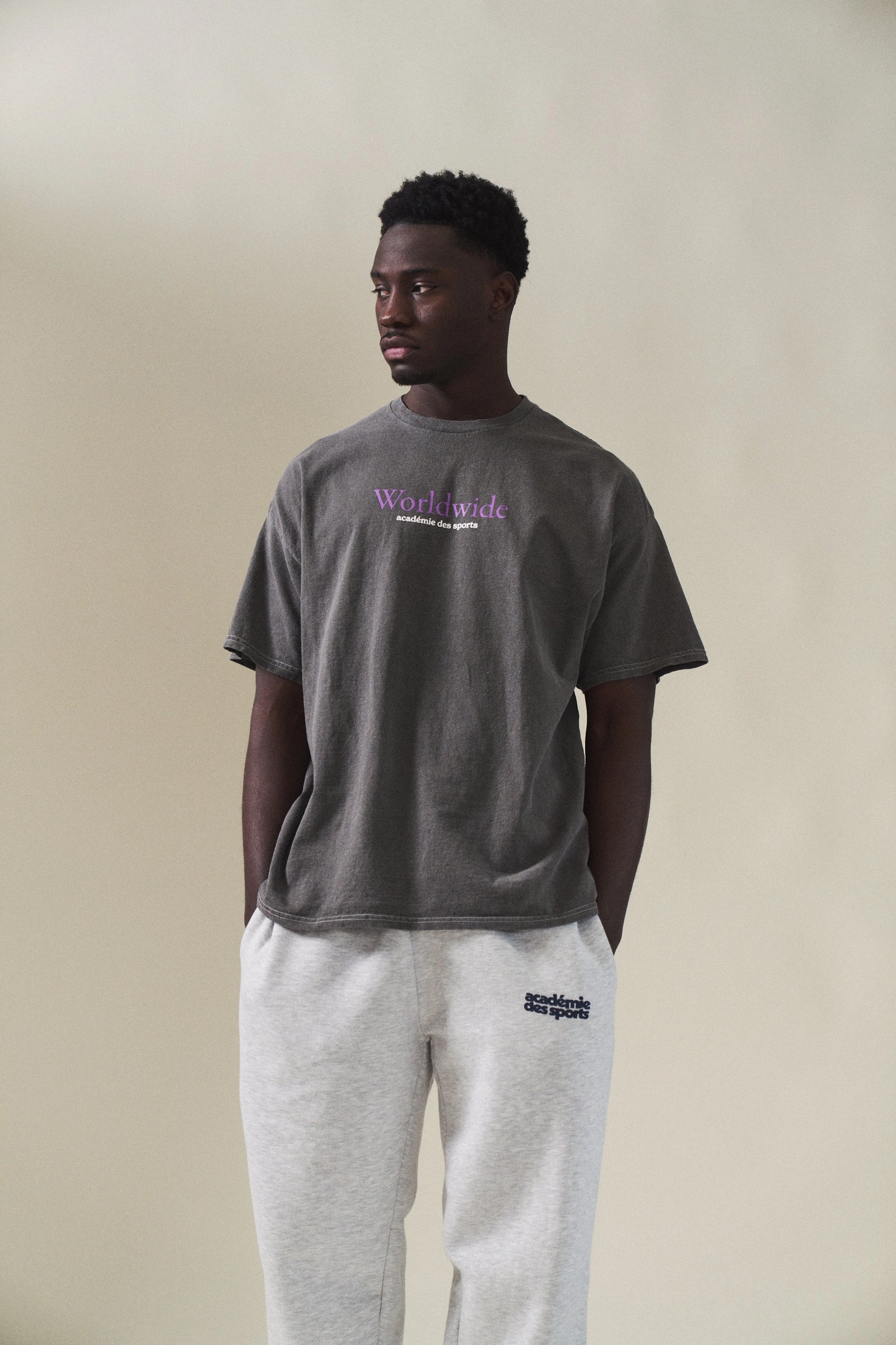 Vice 84 'Worldwide' Vintage Washed Tee - Charcoal Antibacterial Treatment