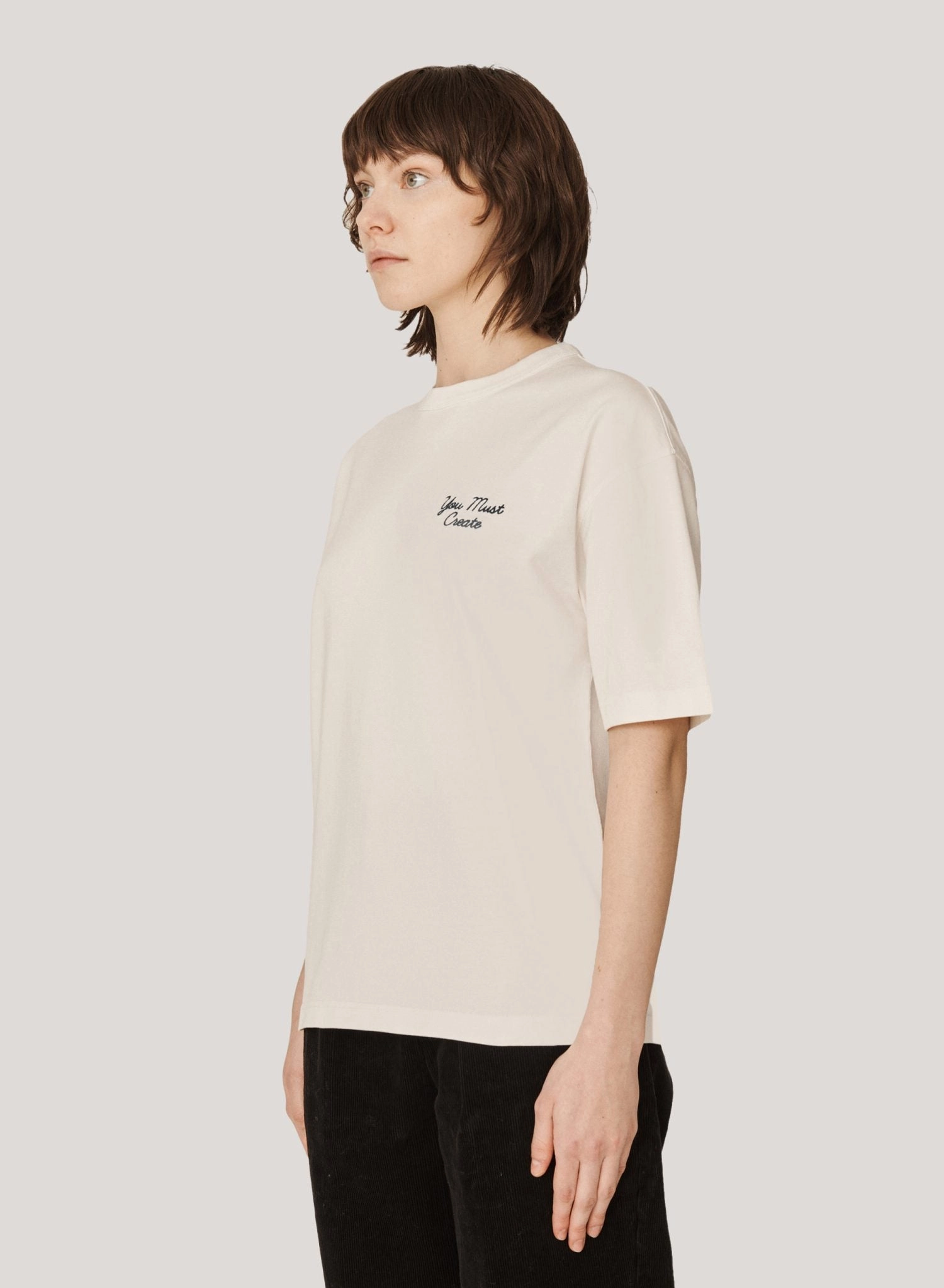 Fashion-Forward Look Easter Ecru Triple Embroidered T-Shirt (Women)