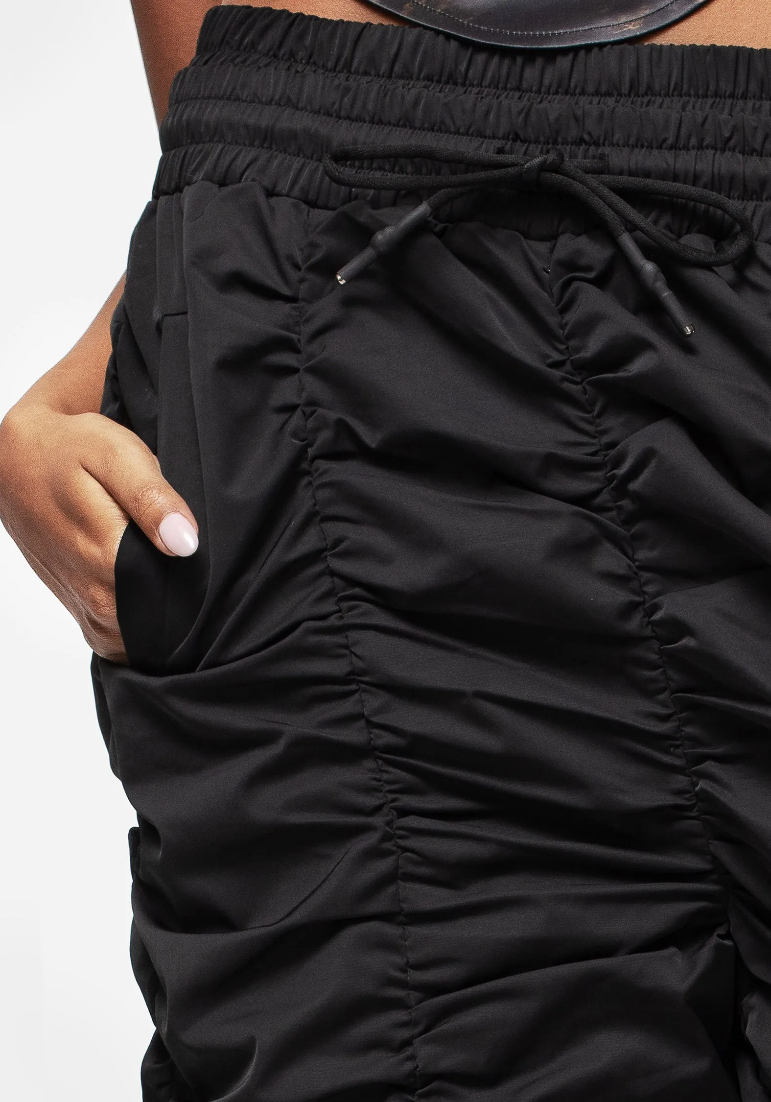 Timeless Comfort Fit Smooth Finish Shockwork Ruched Wide Leg Trousers