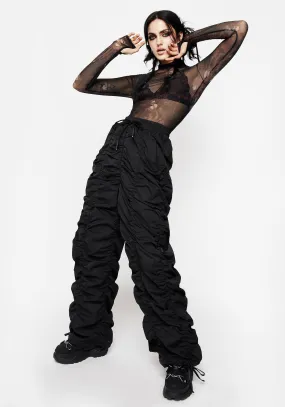 Light Waist Shockwork Ruched Wide Leg Trousers