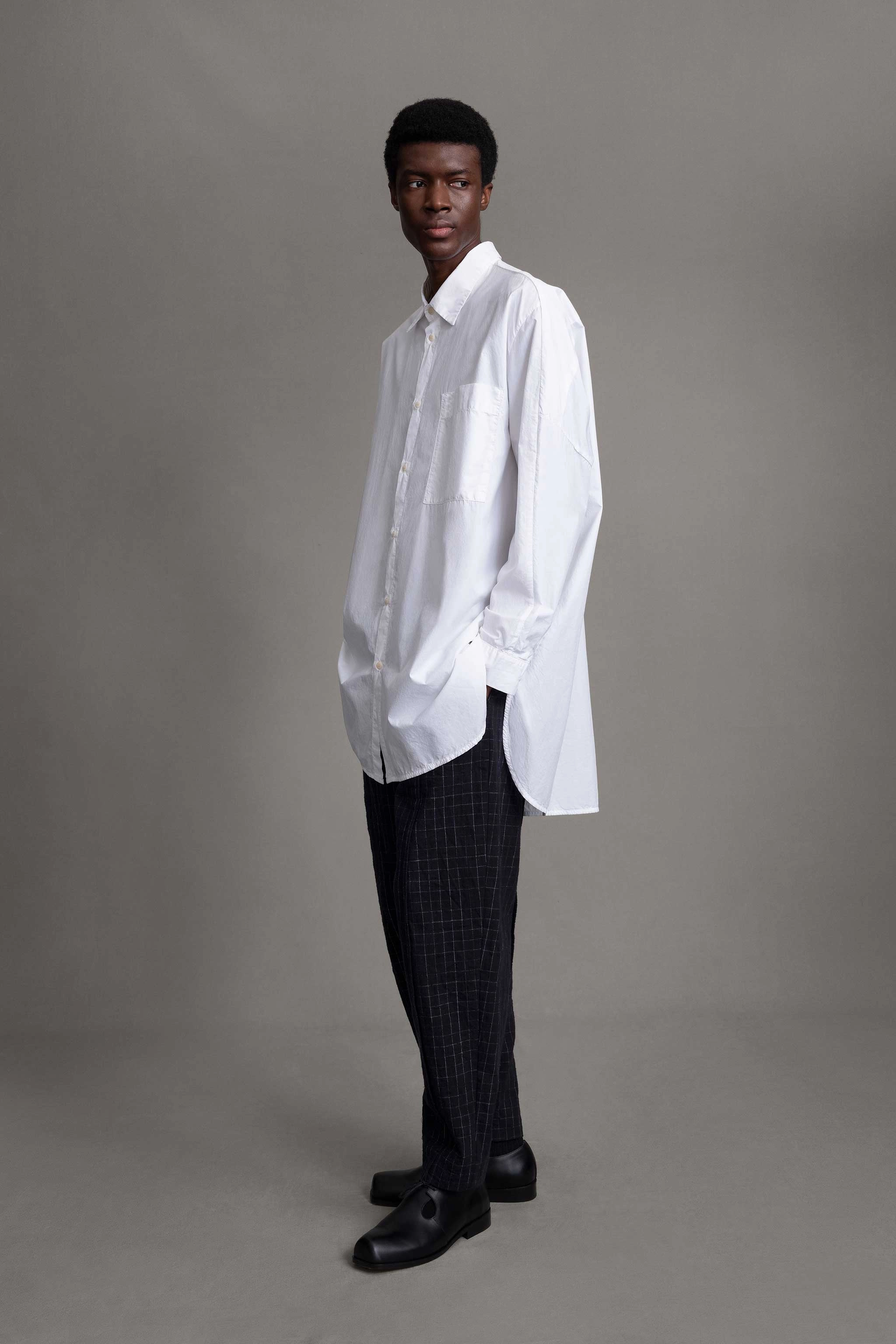 THE LIBRARIAN TROUSER / CRUMPLED CHECK INK Warm design Non Slip Waistband