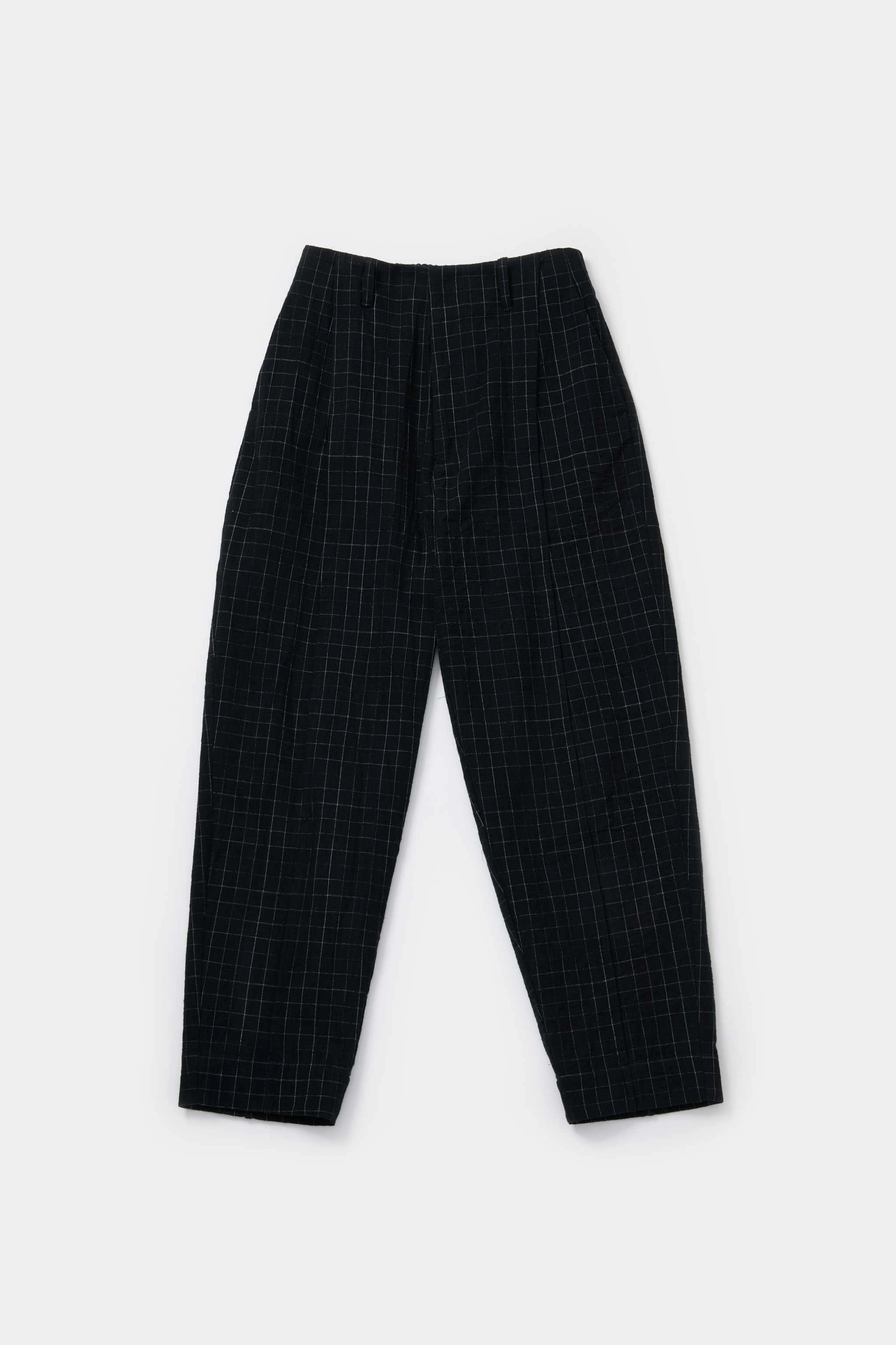 THE LIBRARIAN TROUSER / CRUMPLED CHECK INK Relaxed Look High Quality Material