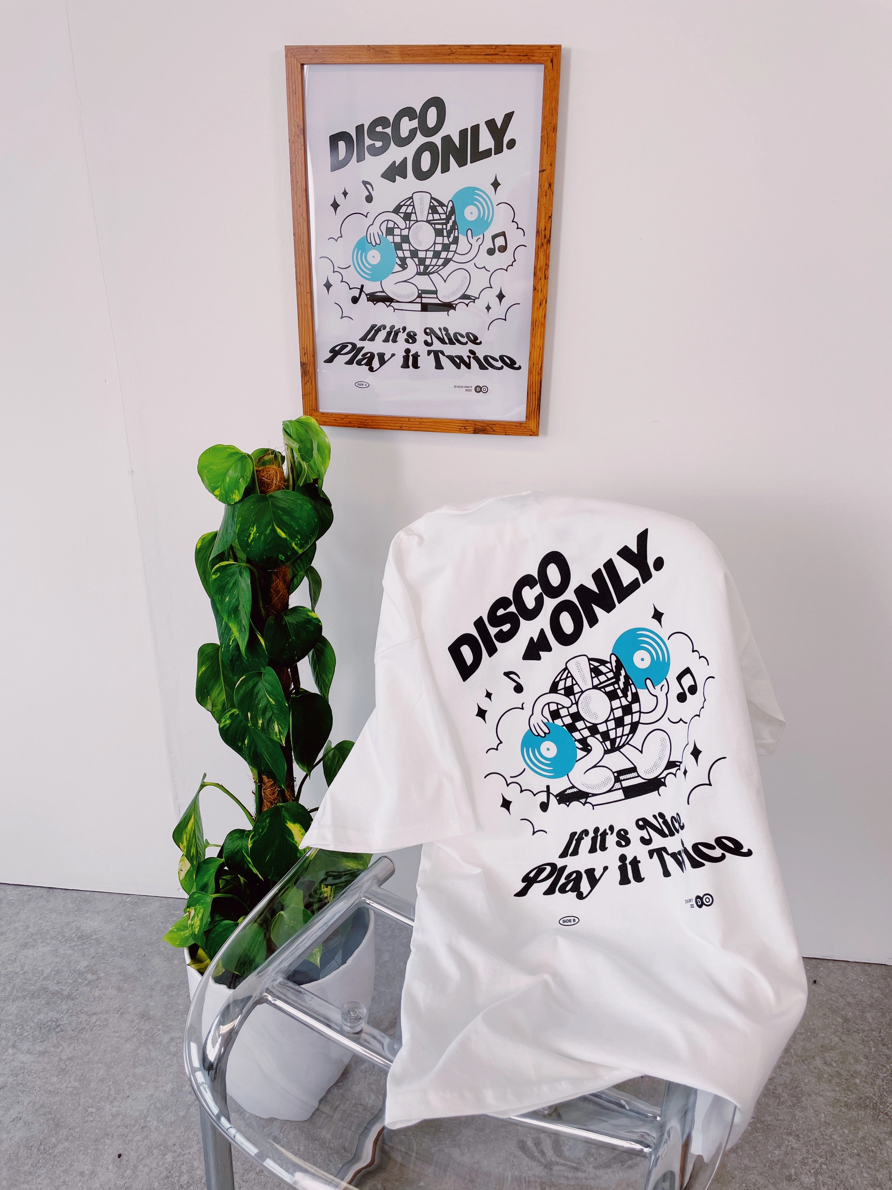 Timeless casual wear DISCO ONLY 'Play It Twice V4' Tee & Print Bundle - White