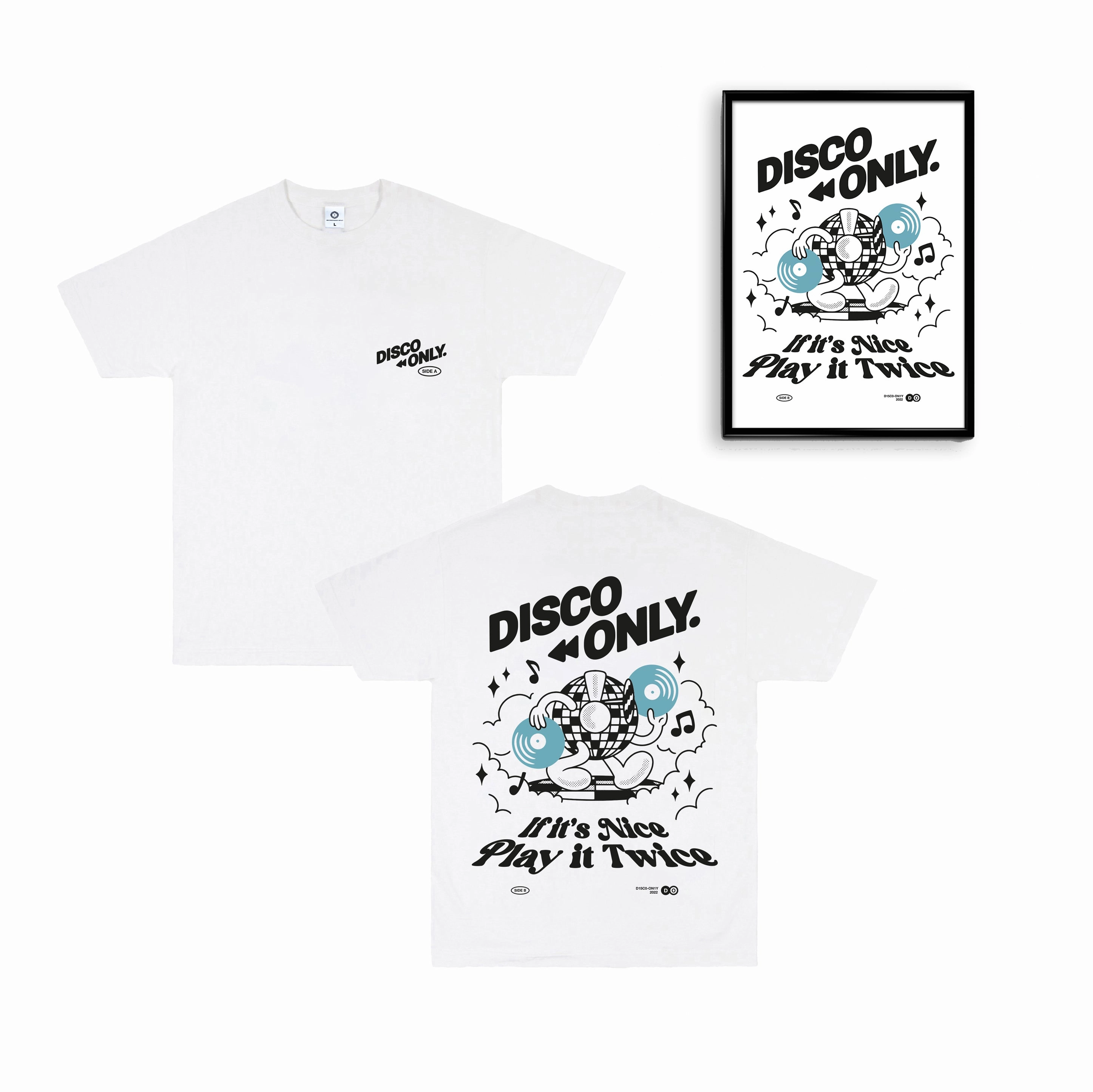 DISCO ONLY 'Play It Twice V4' Tee & Print Bundle - White Multi Panel Structure Tear Resistant Knit