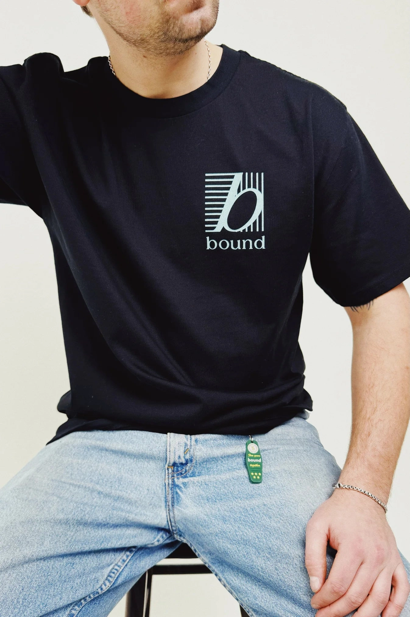 Casual Essential bound 'Grid' Heavy Tee - Black