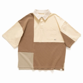 (TP1444) Patchwork Oversize Polo Comfy Vibes Classic Comfort
