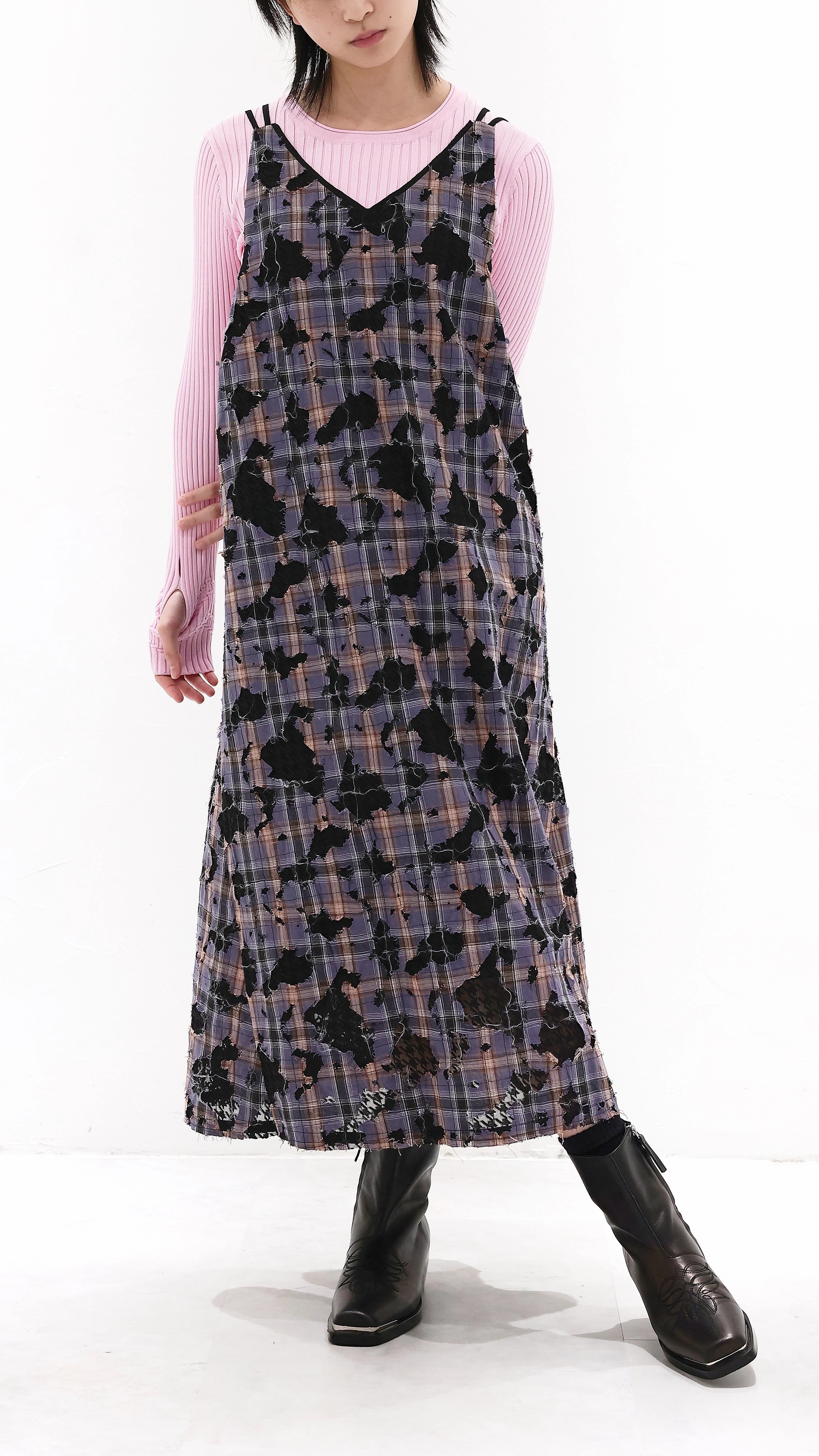 Patchwork Lace Cami Dress Day Outfit Fashion-Forward