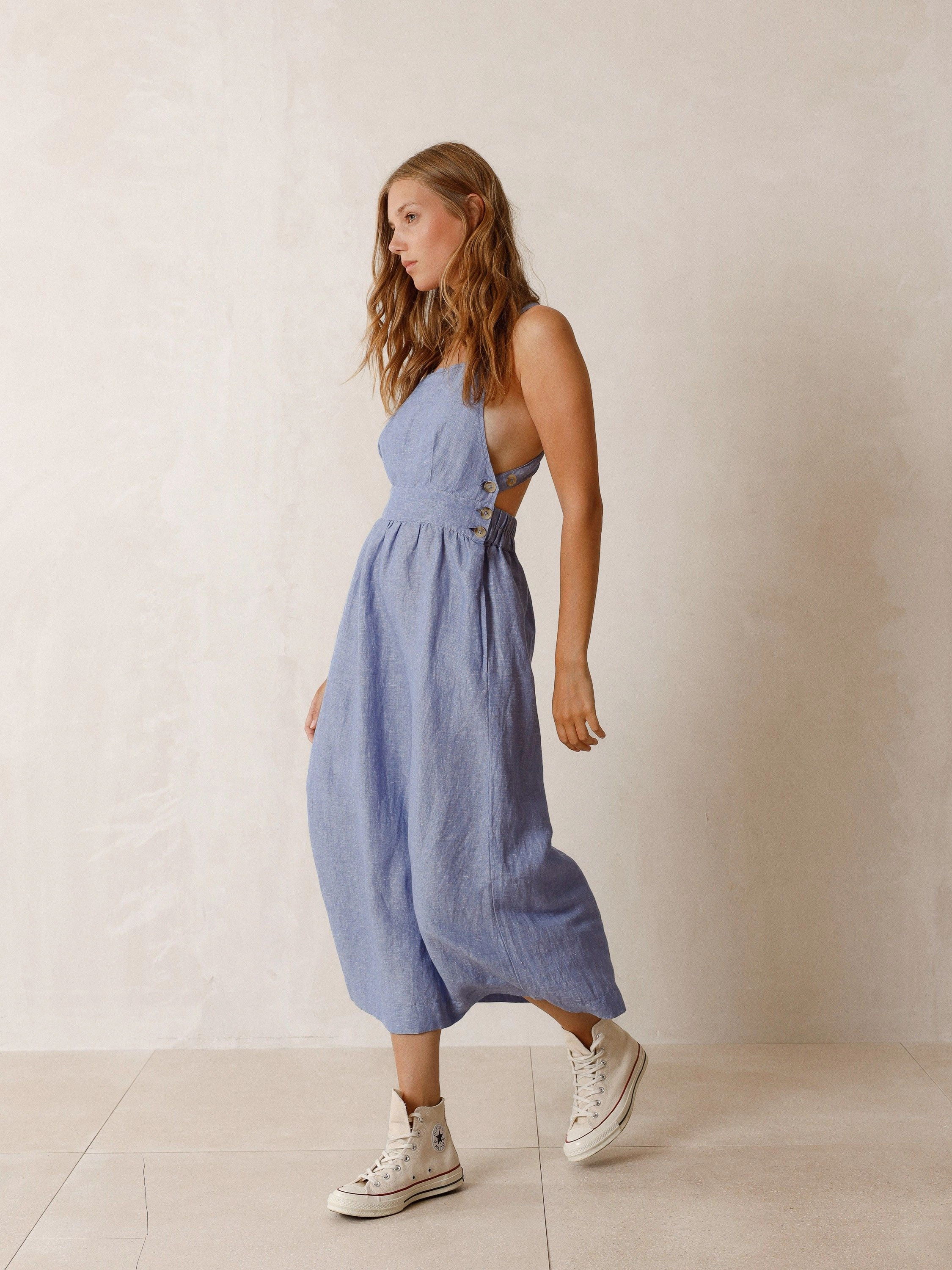 Form Focus Azul Glacial Strappy Midi Dress