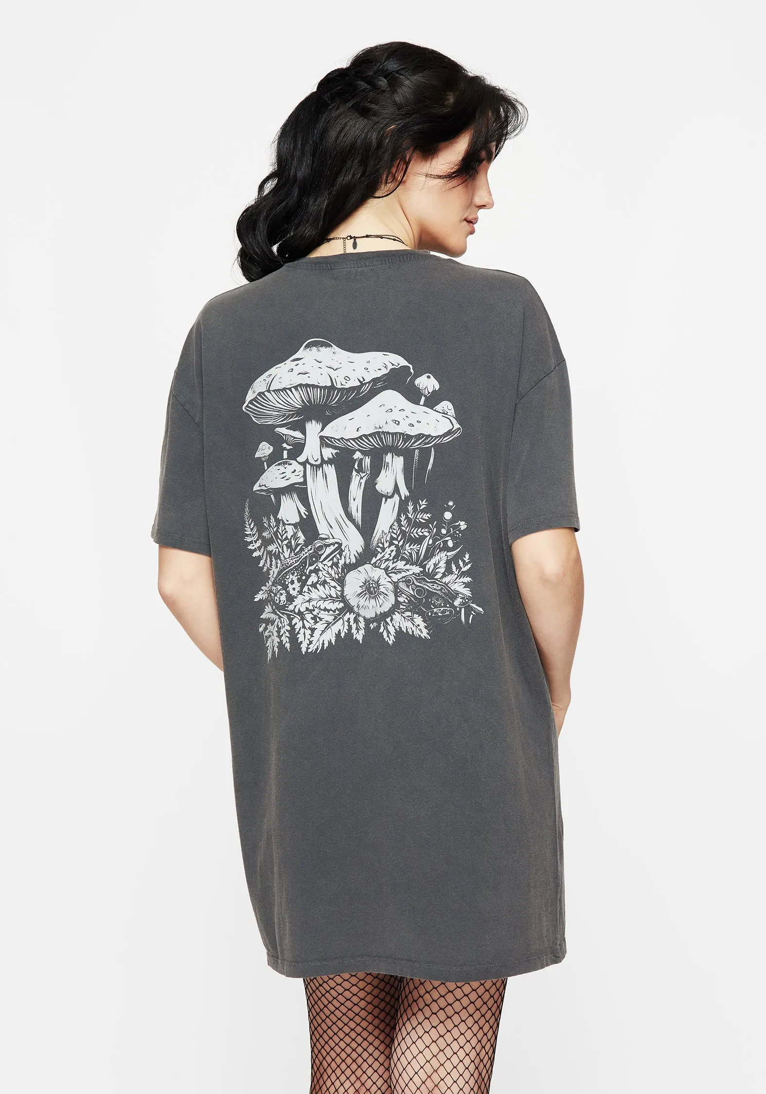 CompressionSupportWeave Stylish Jacket Pressure Cotton Mushroom Print Tee Dress