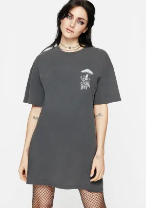 Pressure Cotton Mushroom Print Tee Dress Flexible Knit Fabric LowMaintenance