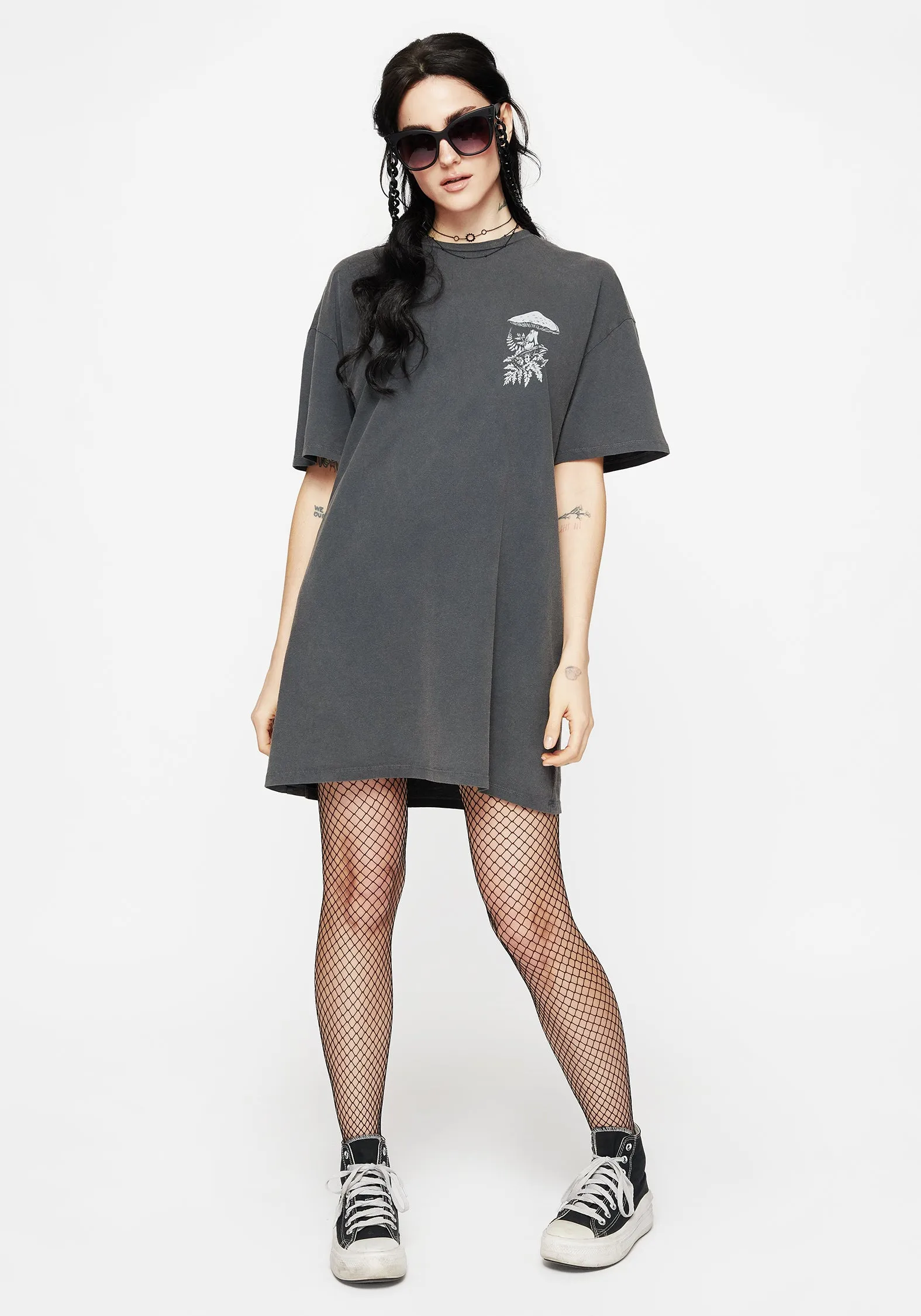 Pressure Cotton Mushroom Print Tee Dress StretchComfort