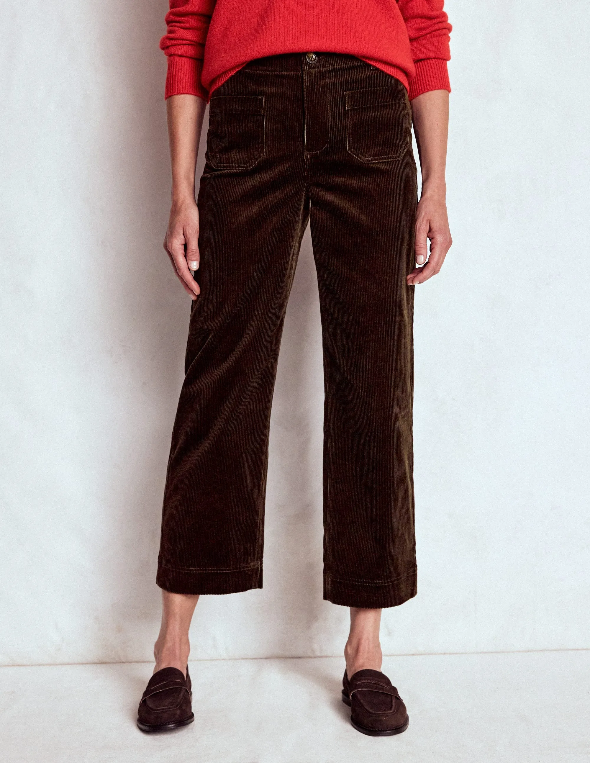 Laser cut Primrose Cord Trousers-Espresso