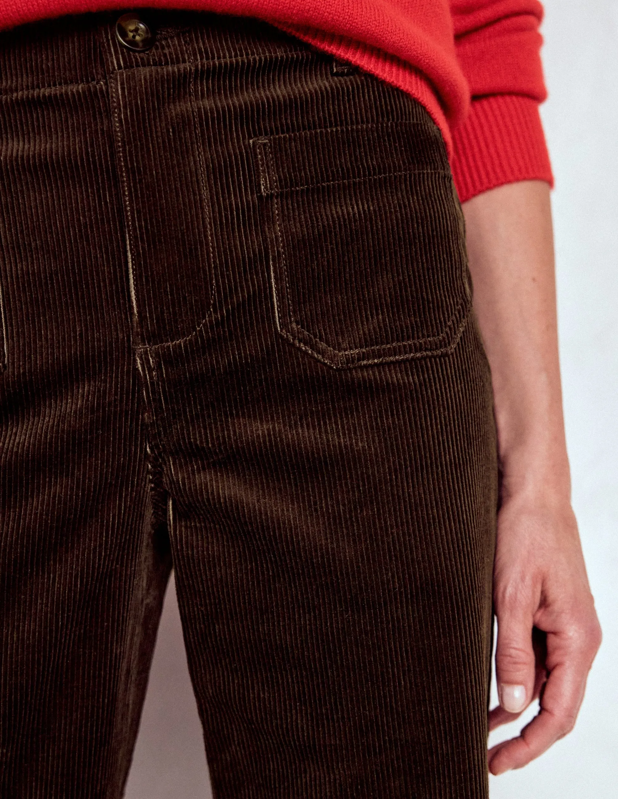 ReinforcedStitching Chic Wear Primrose Cord Trousers-Espresso