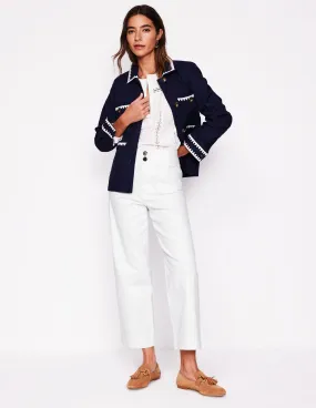 Primrose Patch Pocket Trousers-White Stylish Cut Full Coverage