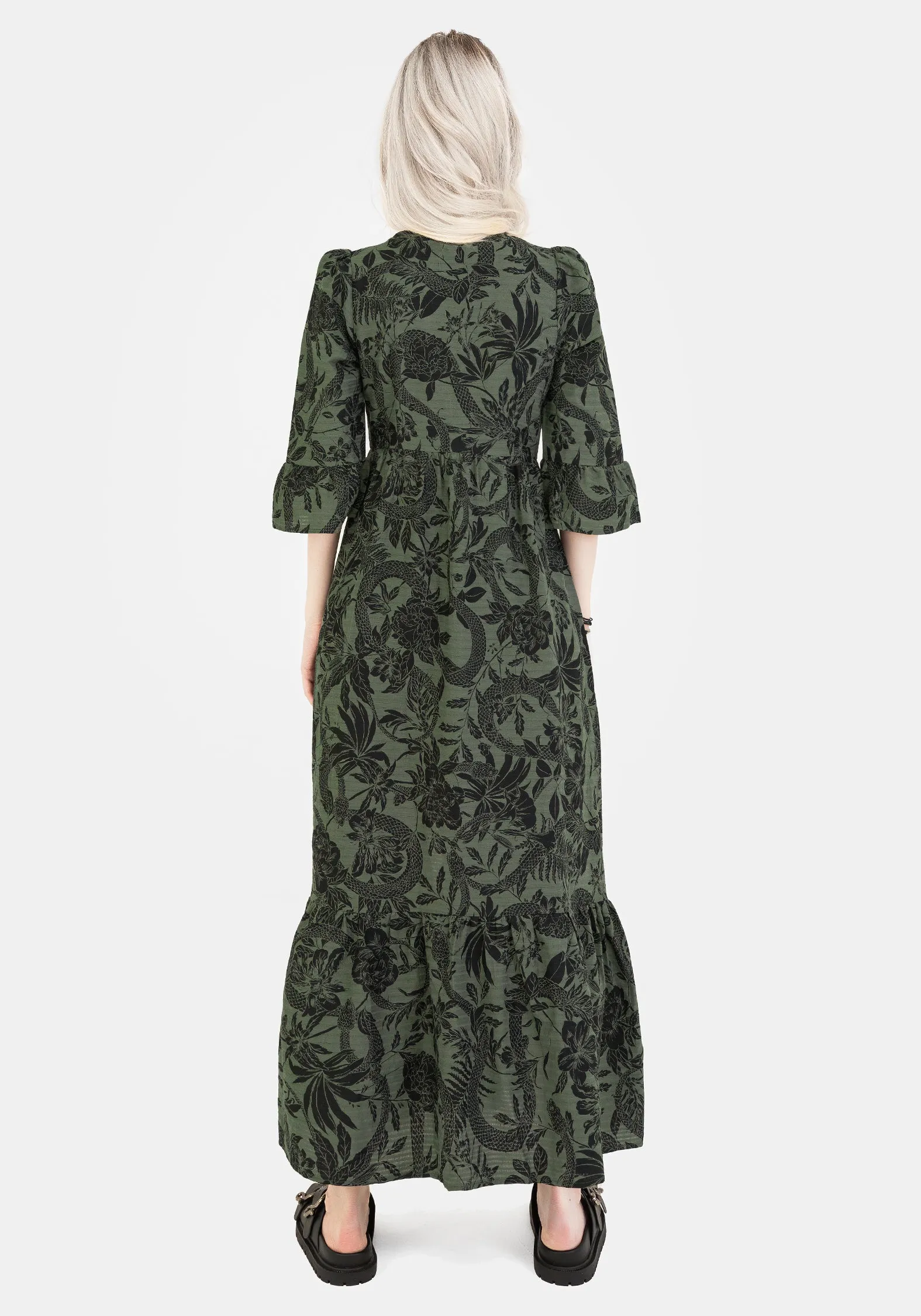 Bashe Cotton Maxi Over Dress - Green Pure Motion