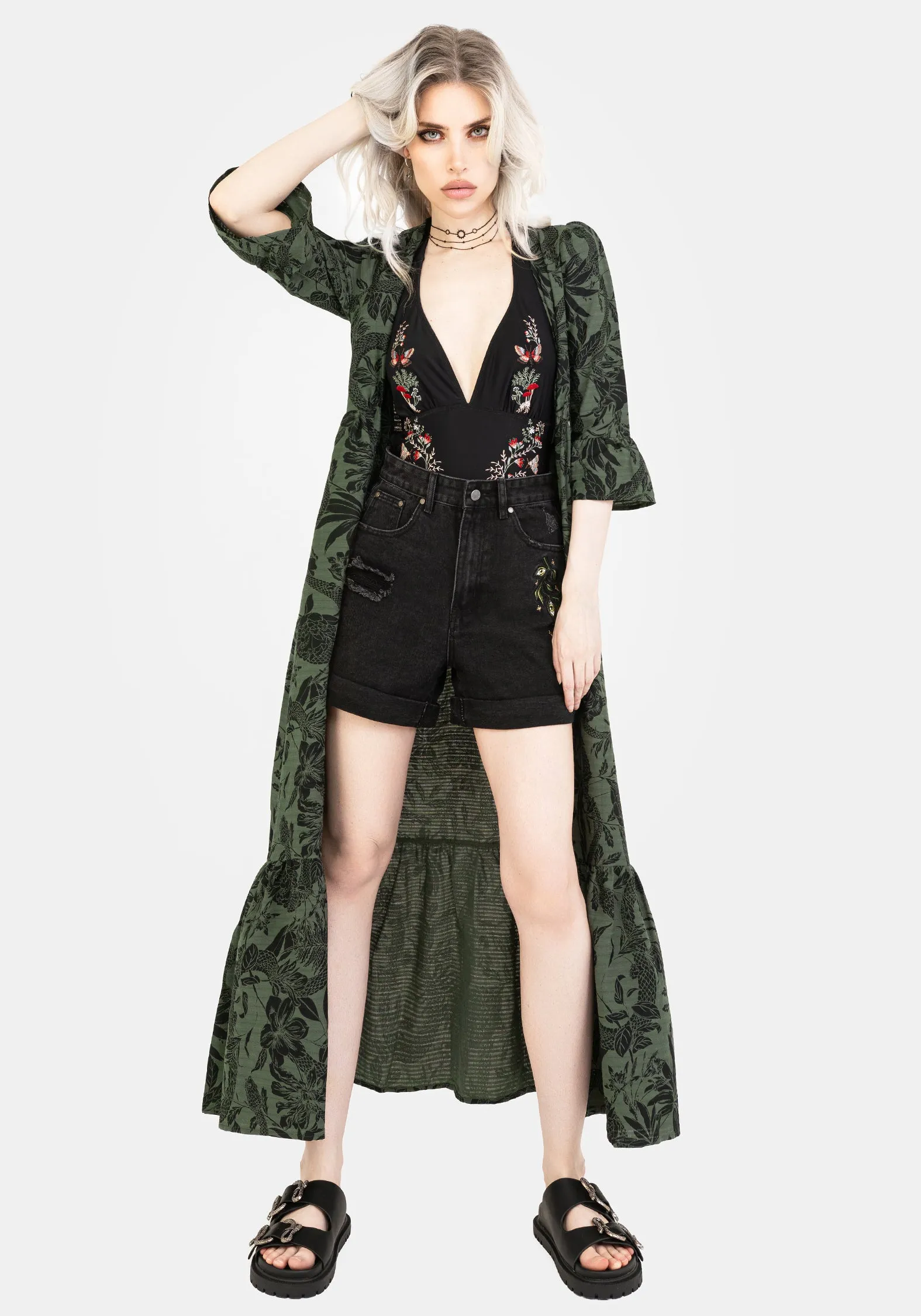Bashe Cotton Maxi Over Dress - Green Urban Cool