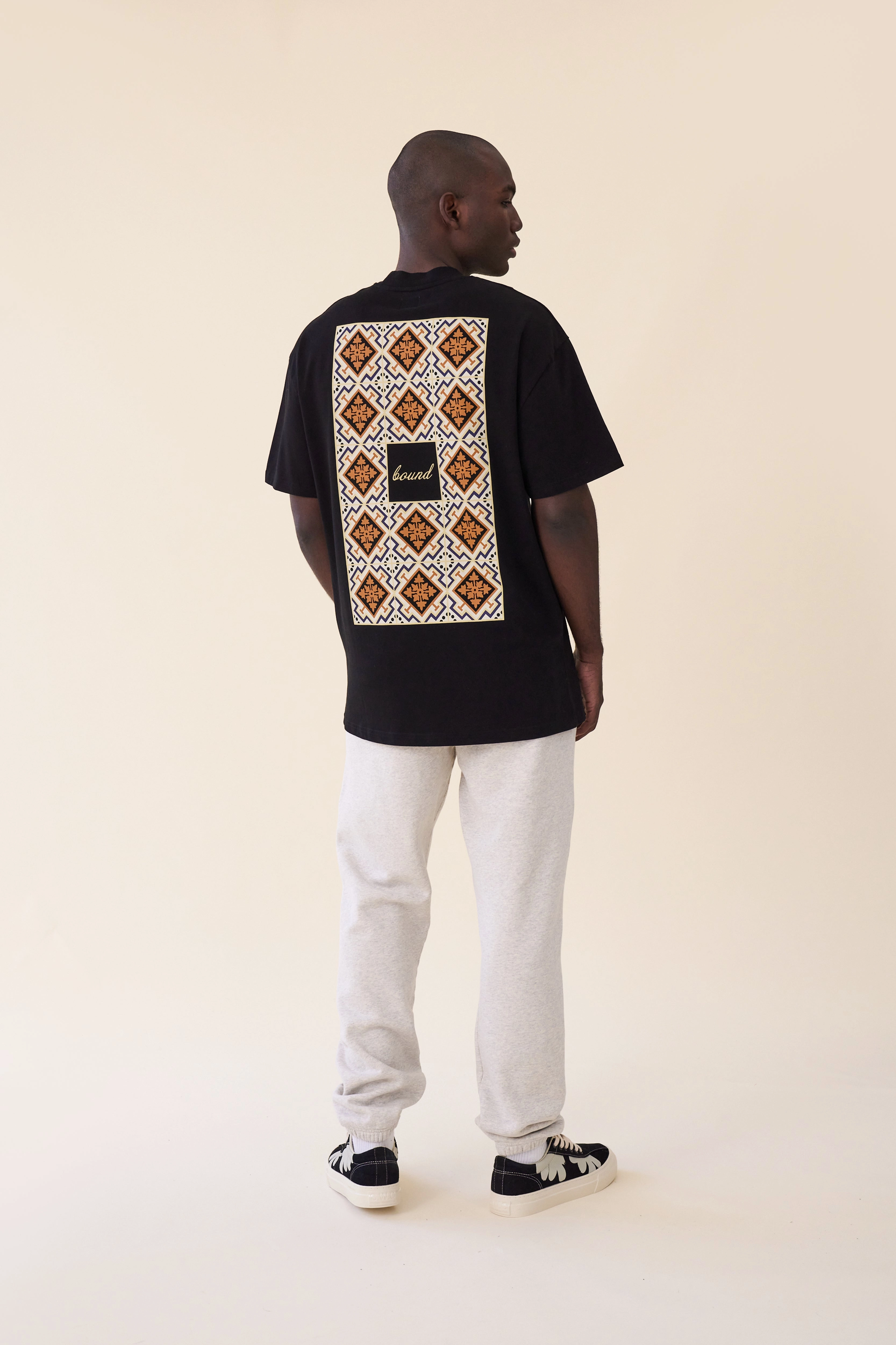 bound 'Porto Azulejos' Tee - Black Street Casual Relaxed Torso Fit