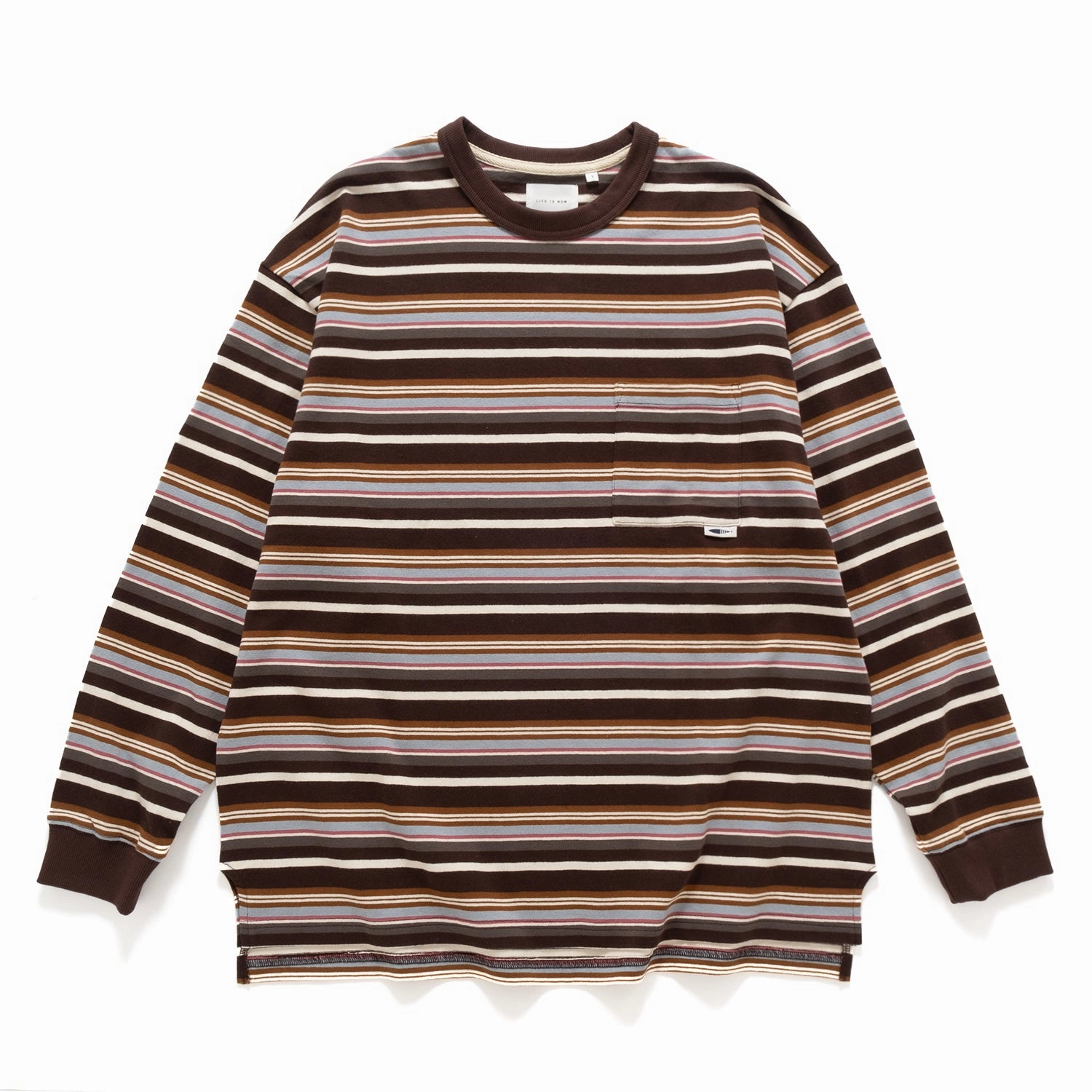 (TP1520) Stripe Long Sleeve Pocket Tee Sleeveless Stretchable Weave
