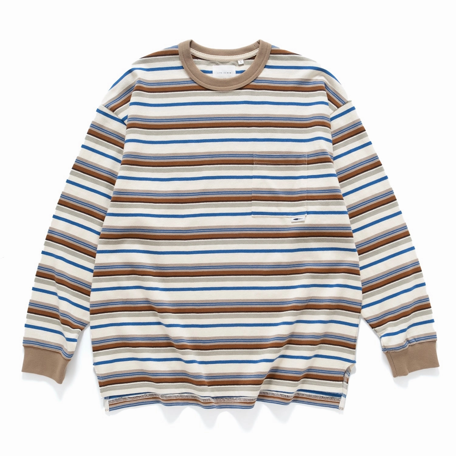 (TP1520) Stripe Long Sleeve Pocket Tee Beach Outfit