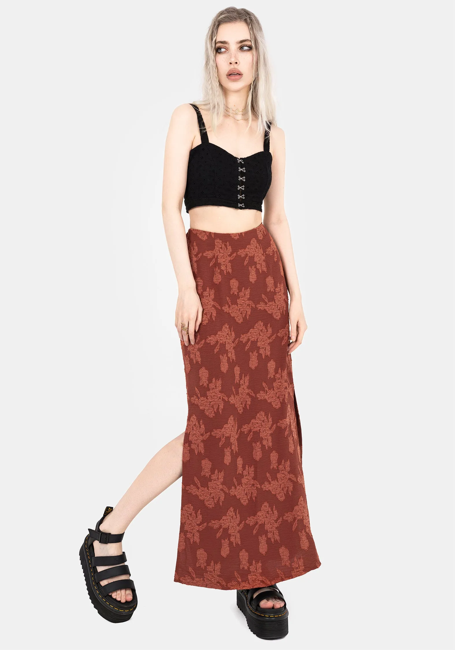 Bold Mood Prosperity Floral Maxi Slip Skirt
