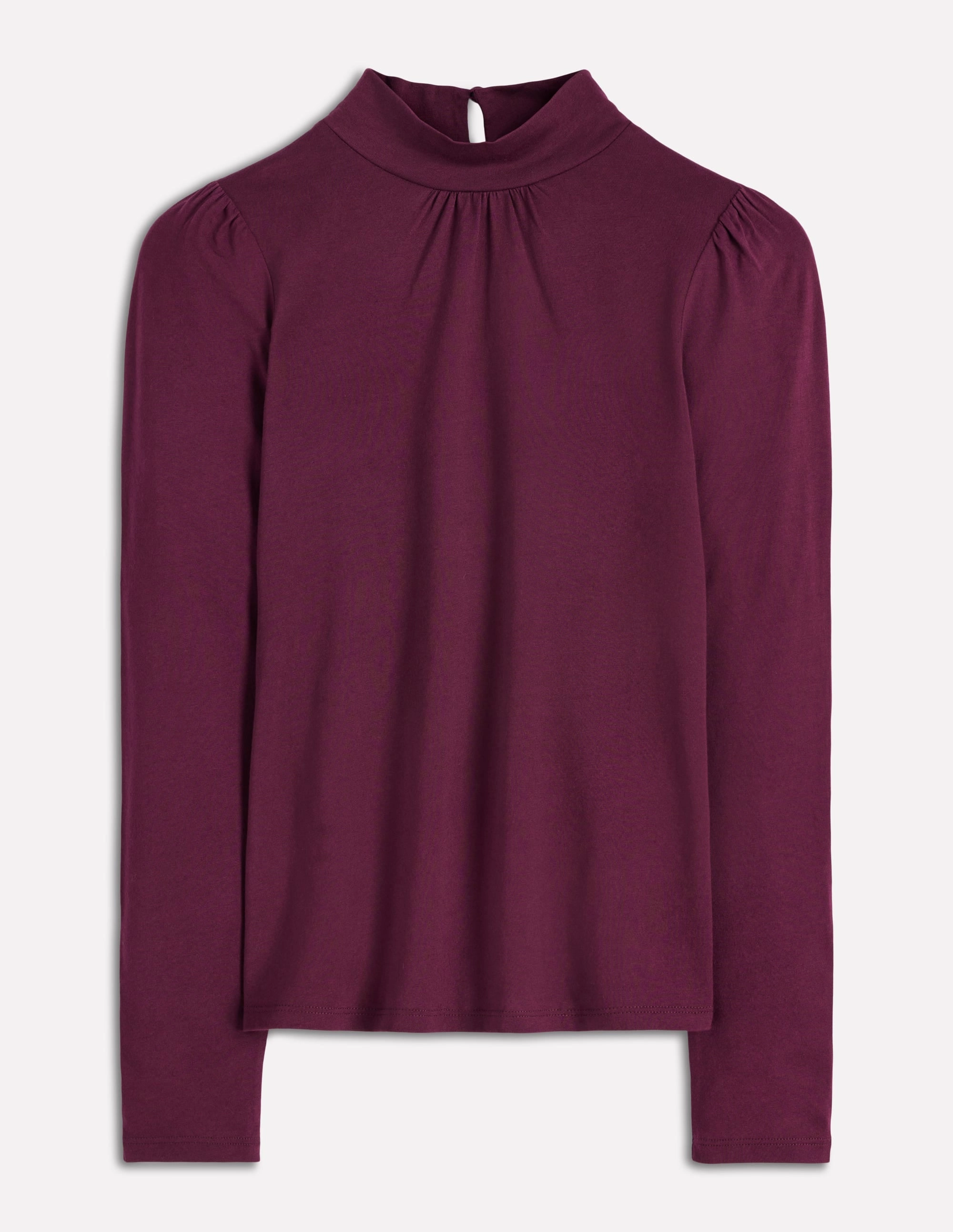 Puff Shoulder Jersey Top-Dark Cherry Quick Drying Technology Everyday Wear DurableReinforcement