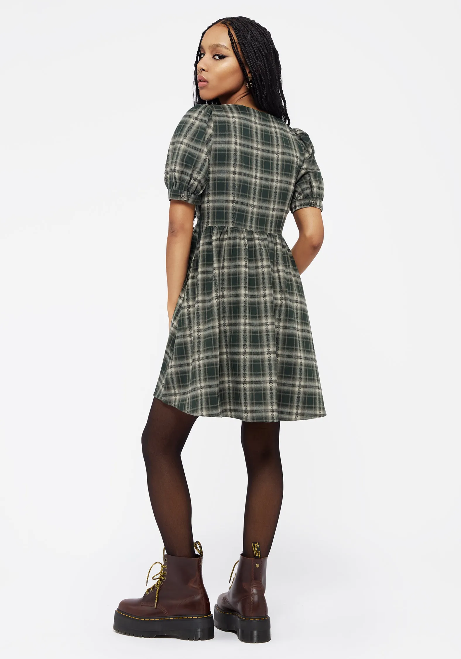 Blush Shade Family Joy Tulisa Check Button Up Mini Dress