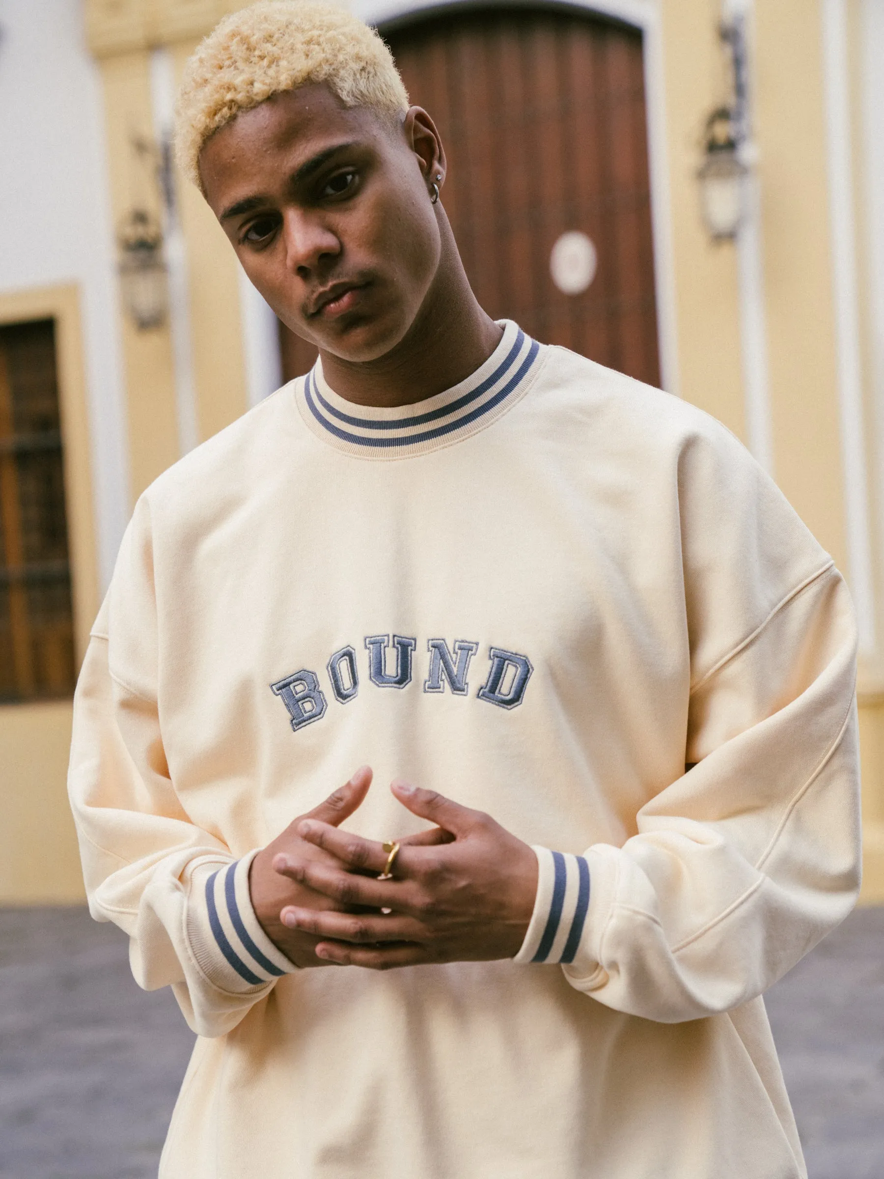 bound 'Varsity' Sweater - Natural Fashion Essential