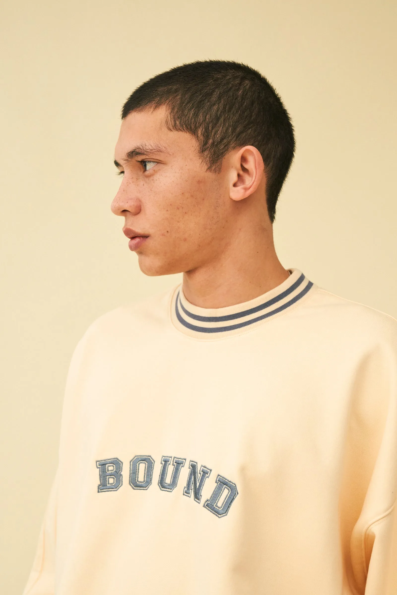 Thermal Insulation bound 'Varsity' Sweater - Natural