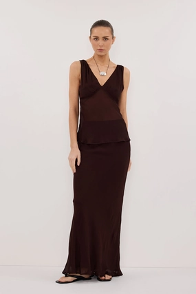 Breezy Fit CARLY DARK CHOC MIDI SKIRT