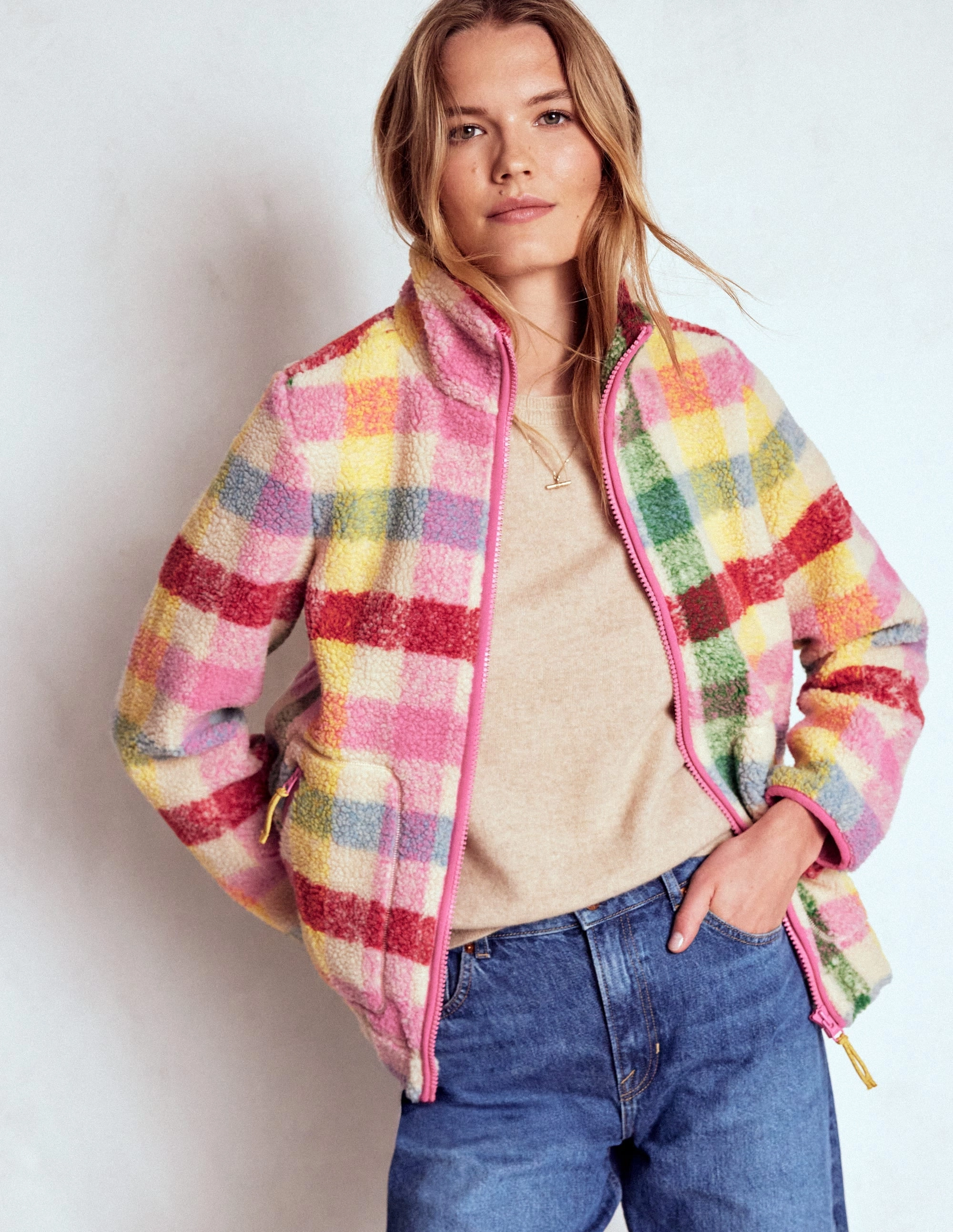 Westminster Borg Jacket-Multi, Check Multi Pocket Cashmere Blend