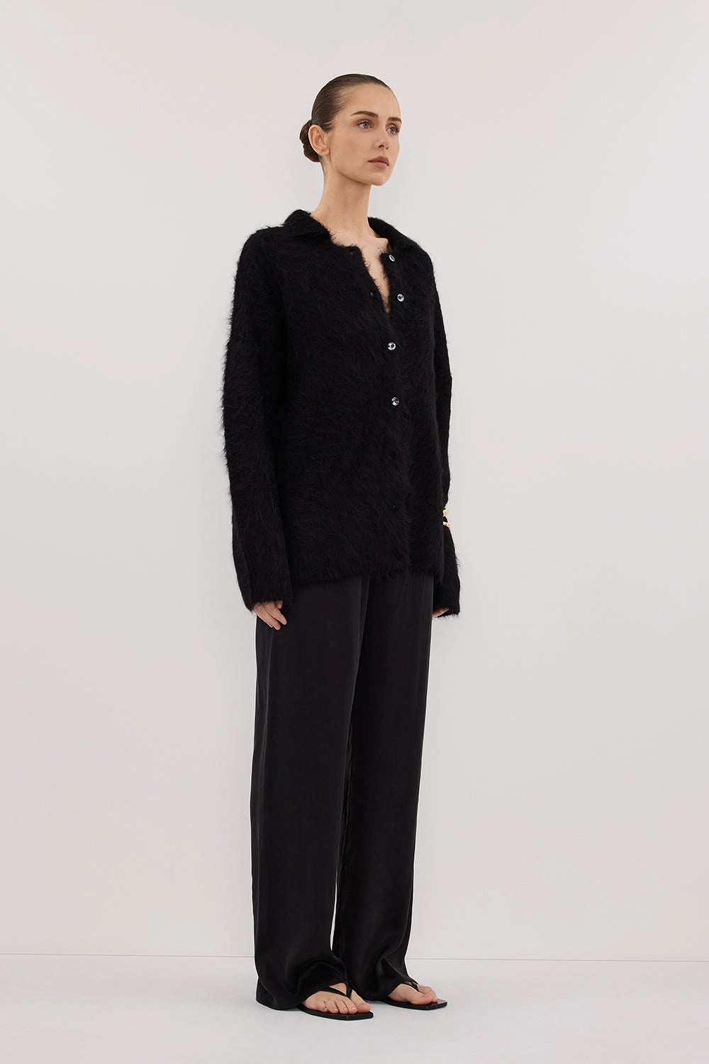 All-Season Comfort SALMA BLACK POLO NECK KNIT CARDIGAN