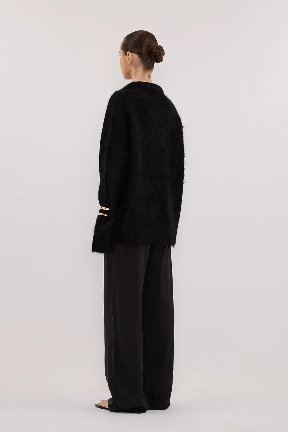 SALMA BLACK POLO NECK KNIT CARDIGAN Warm Winter Wear Comfy Wear