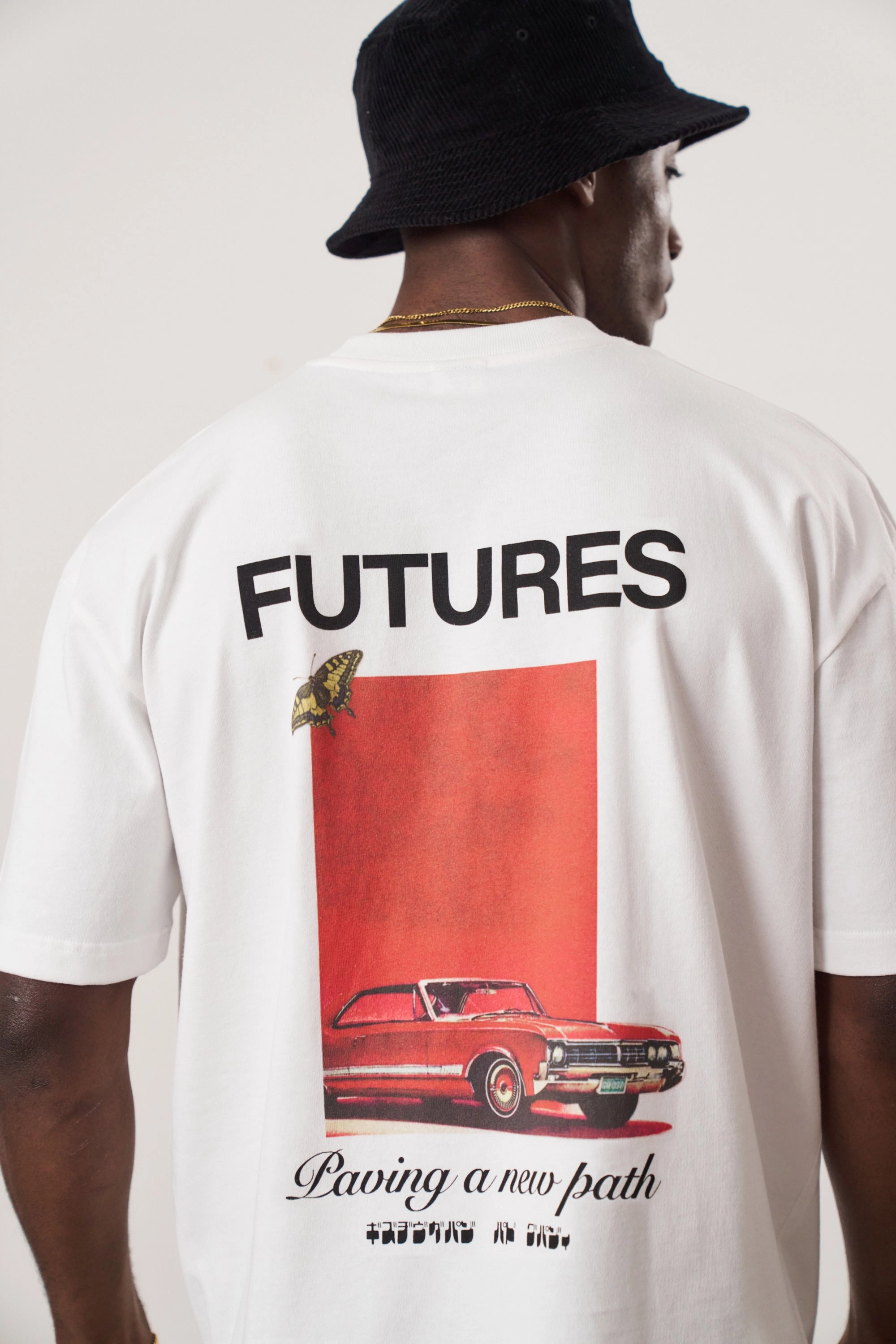 A Thousand Futures x GK 'A New Path' Tee - White Ribbed collar