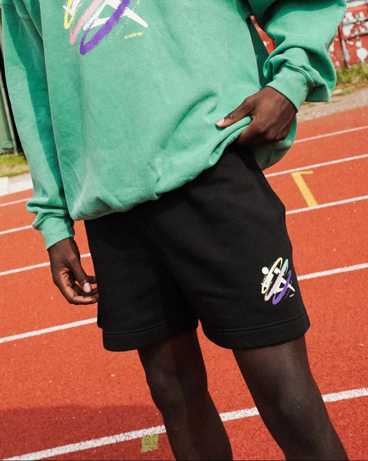 Non Cling Material Vice 84 'Retro Spray' Jogger Shorts - Black