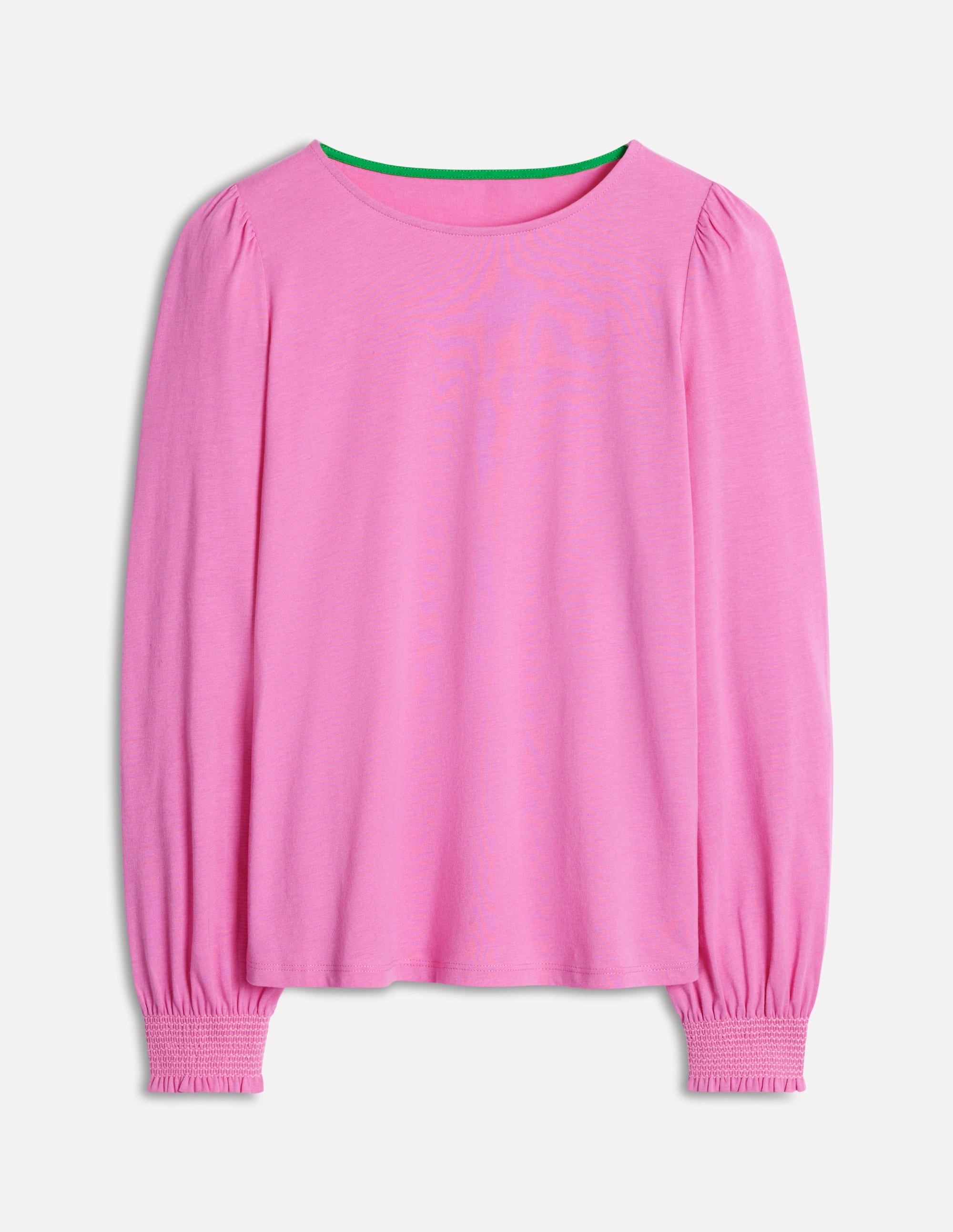 QuickDry Material Smocked Cuff Supersoft Top-Tickled Pink Wrinkle Resistant Textile
