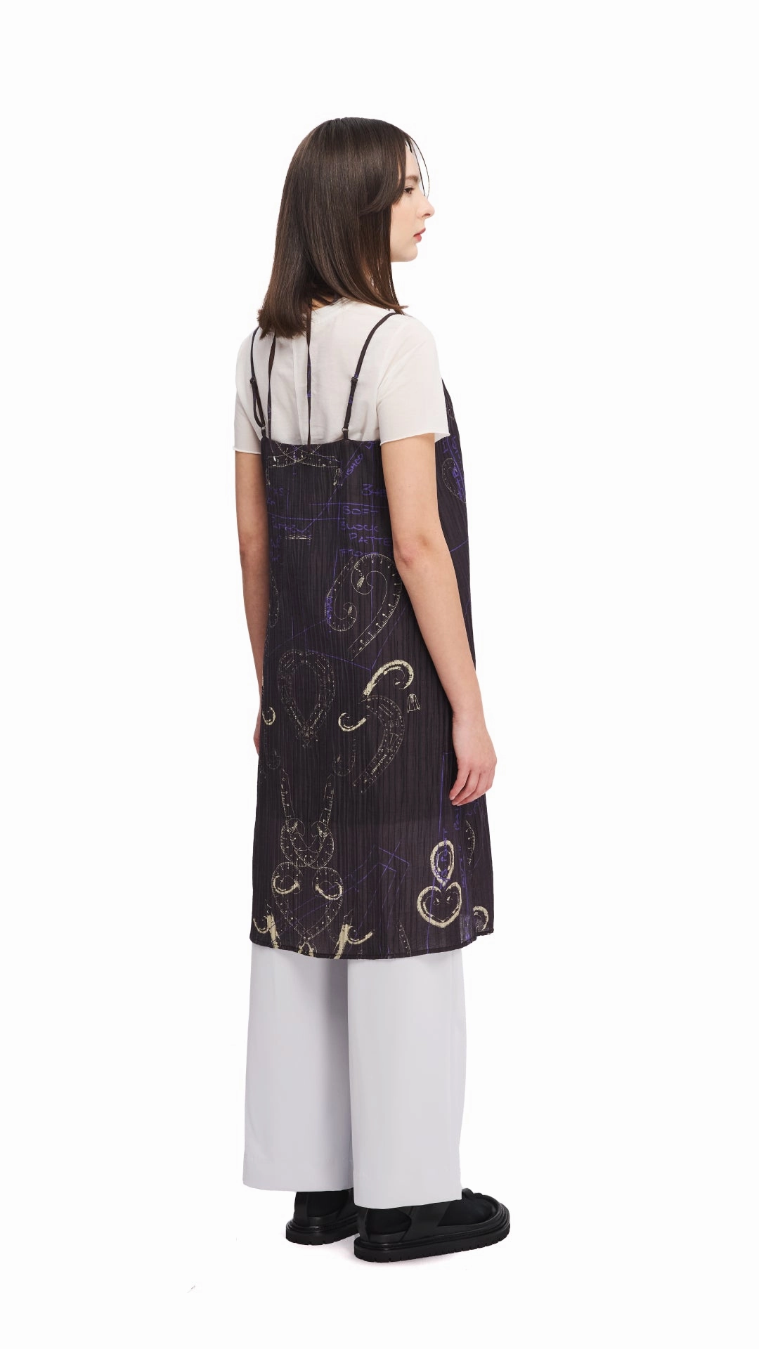 French Curve Ruler Placement Print Slip Dress Contemporary Look