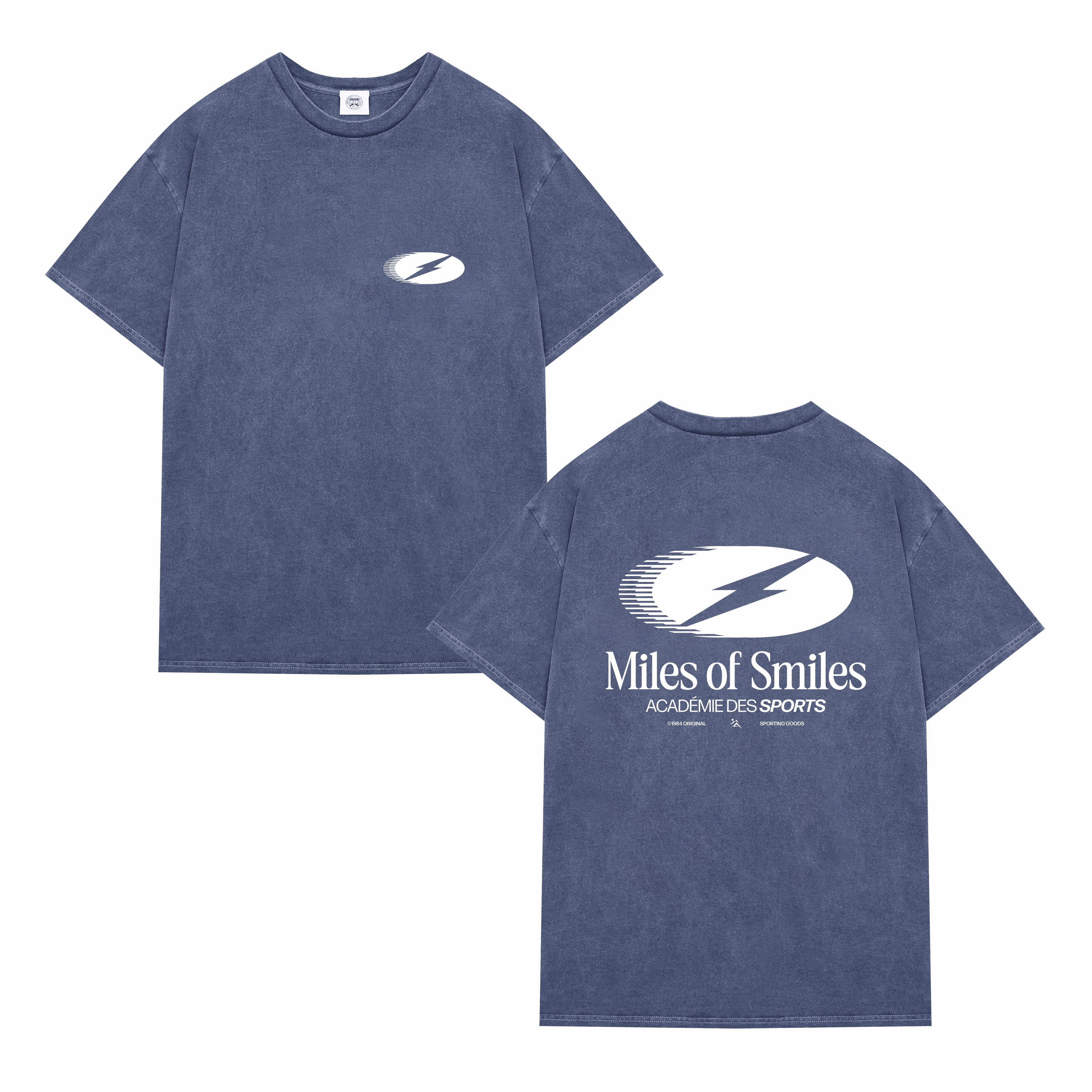 Retro Style Vice 84 'Miles of Smiles' Vintage Washed Tee - Navy