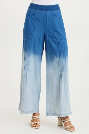 Ralston Indigo Twill Lightweight Pleated Wide Leg Pant Stylish Cut