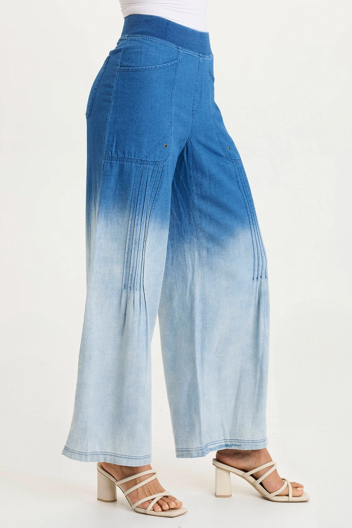 Active Stretch On The Move Ralston Indigo Twill Lightweight Pleated Wide Leg Pant